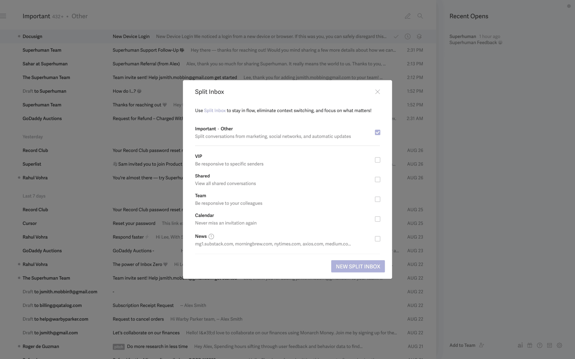 Superhuman Web AI interface screenshot 7