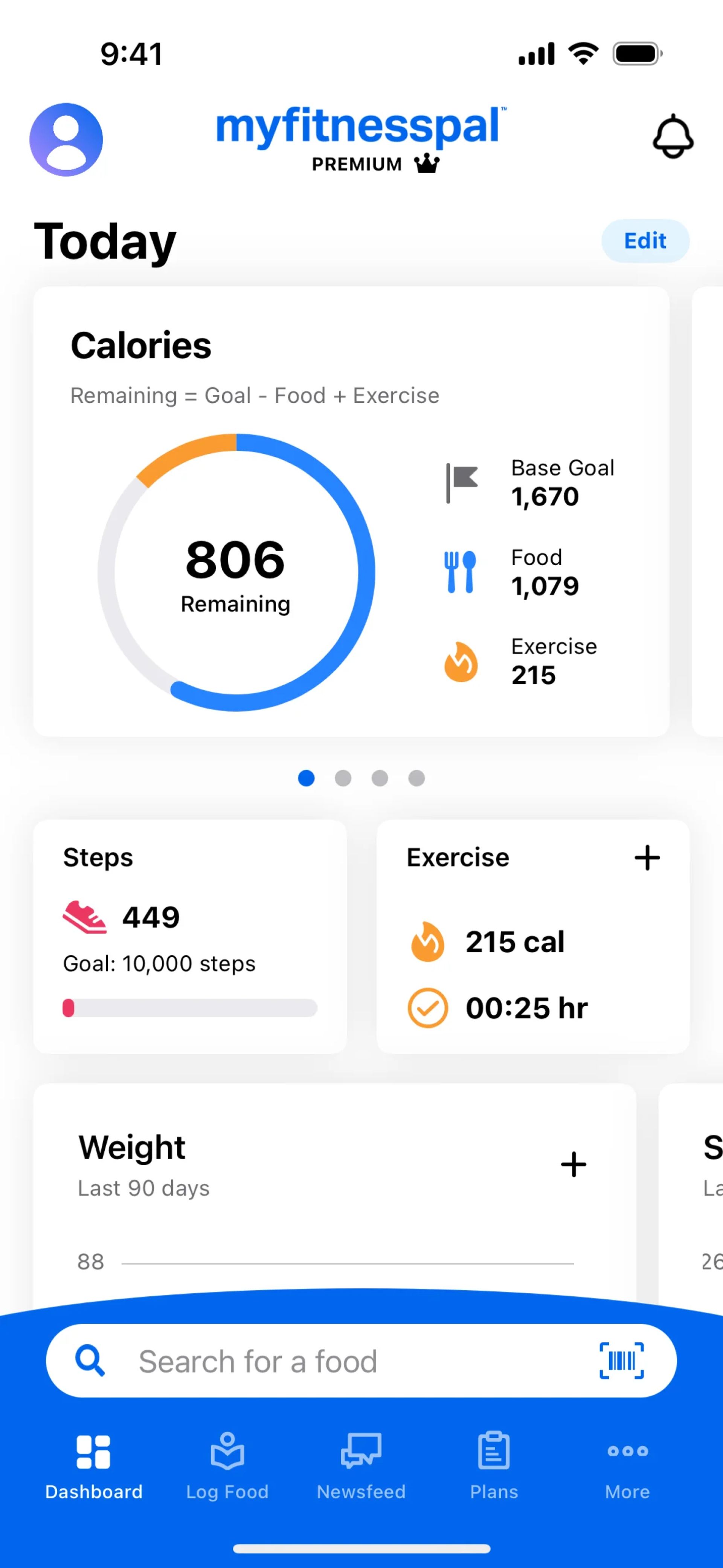 Home on MyFitnessPal (ios) screen 2