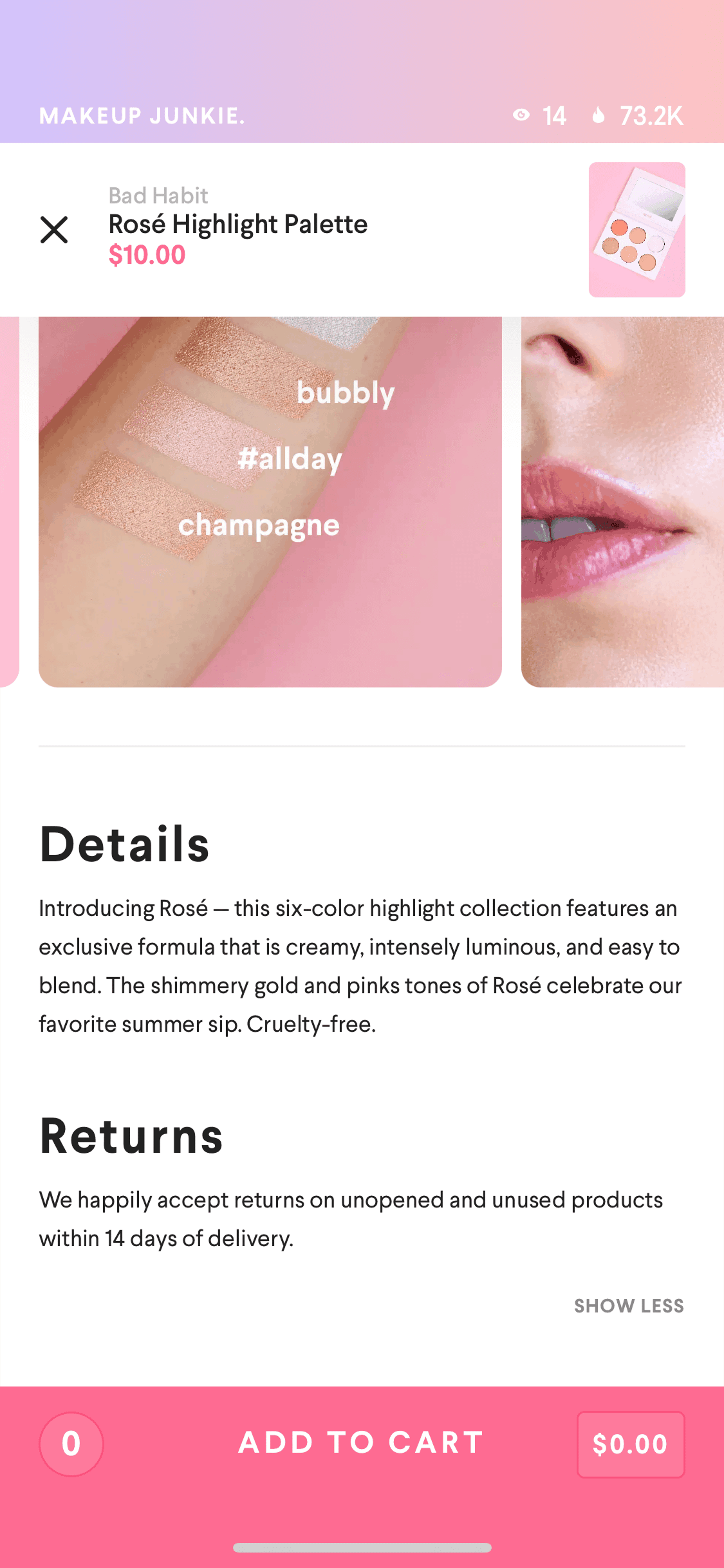 Hush iOS Shopping interface screenshot 6