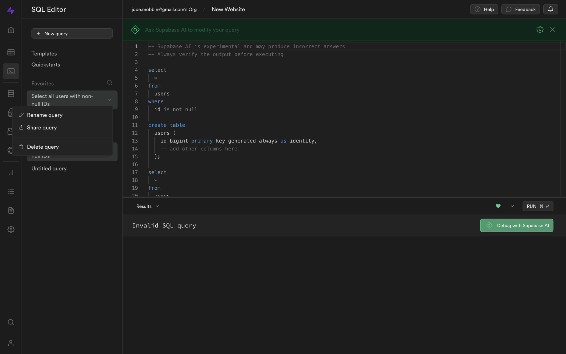 Supabase Web Developer Tools interface screenshot 11