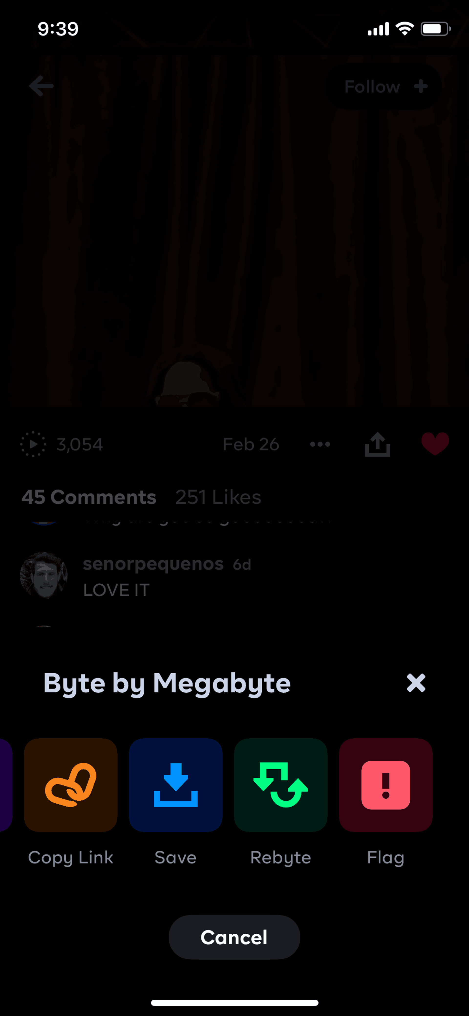 Byte iOS Social Networking interface screenshot 10