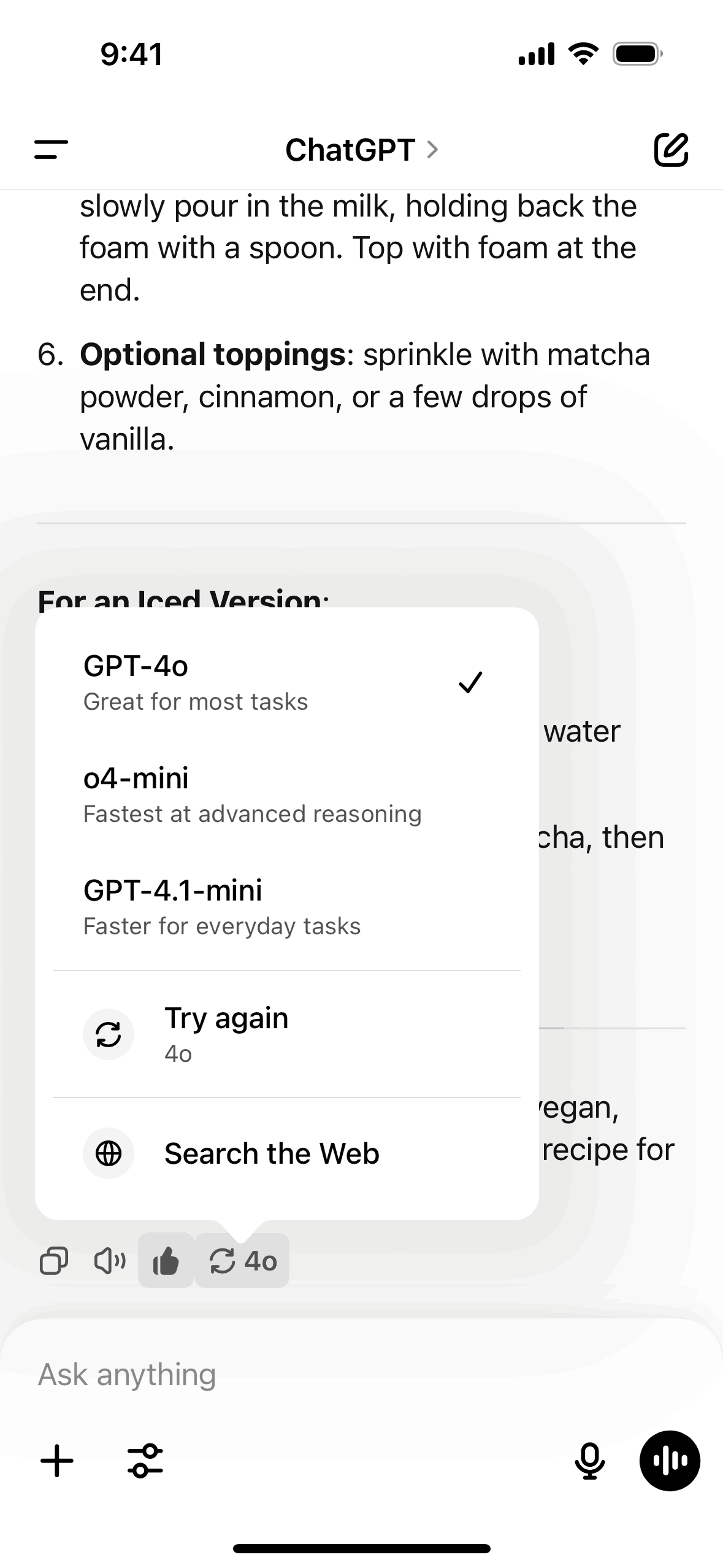 ChatGPT iOS AI interface screenshot 12
