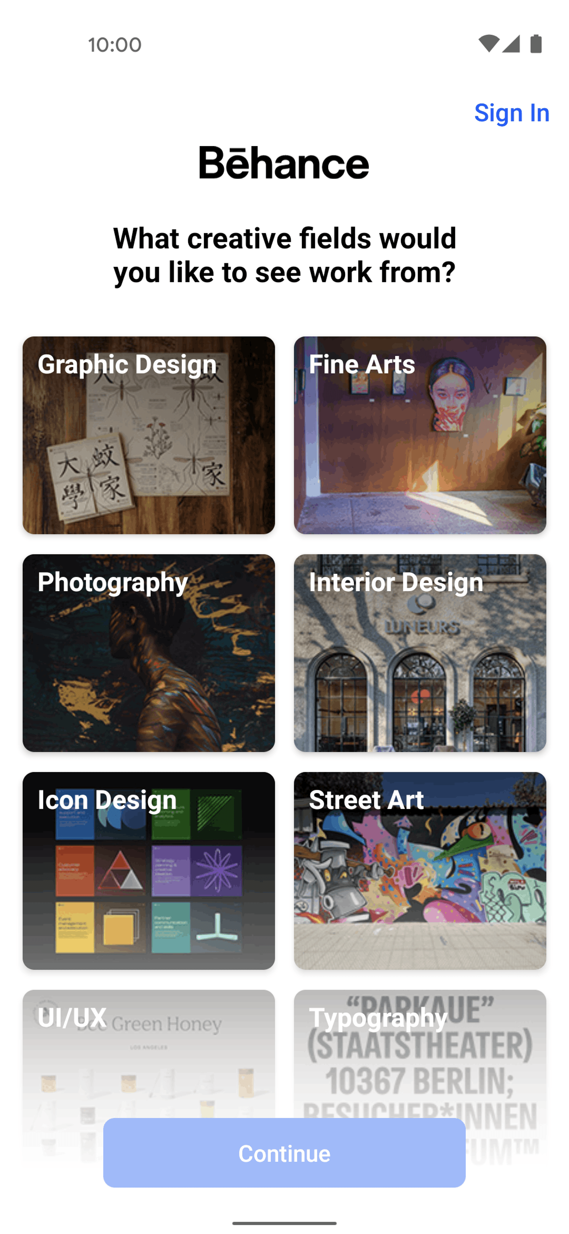 Behance Android Social Networking interface screenshot 19