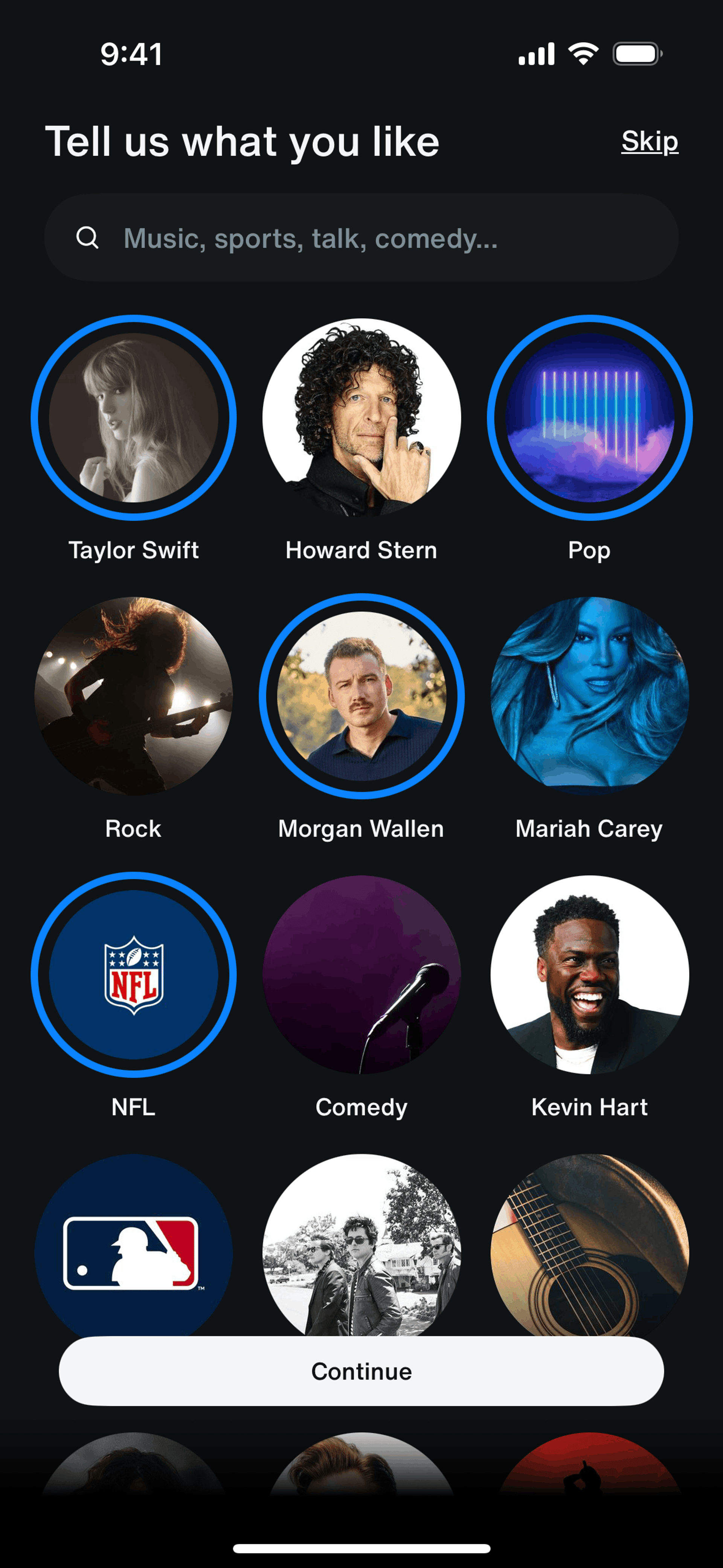 SiriusXM iOS Music & Audio interface screenshot 8