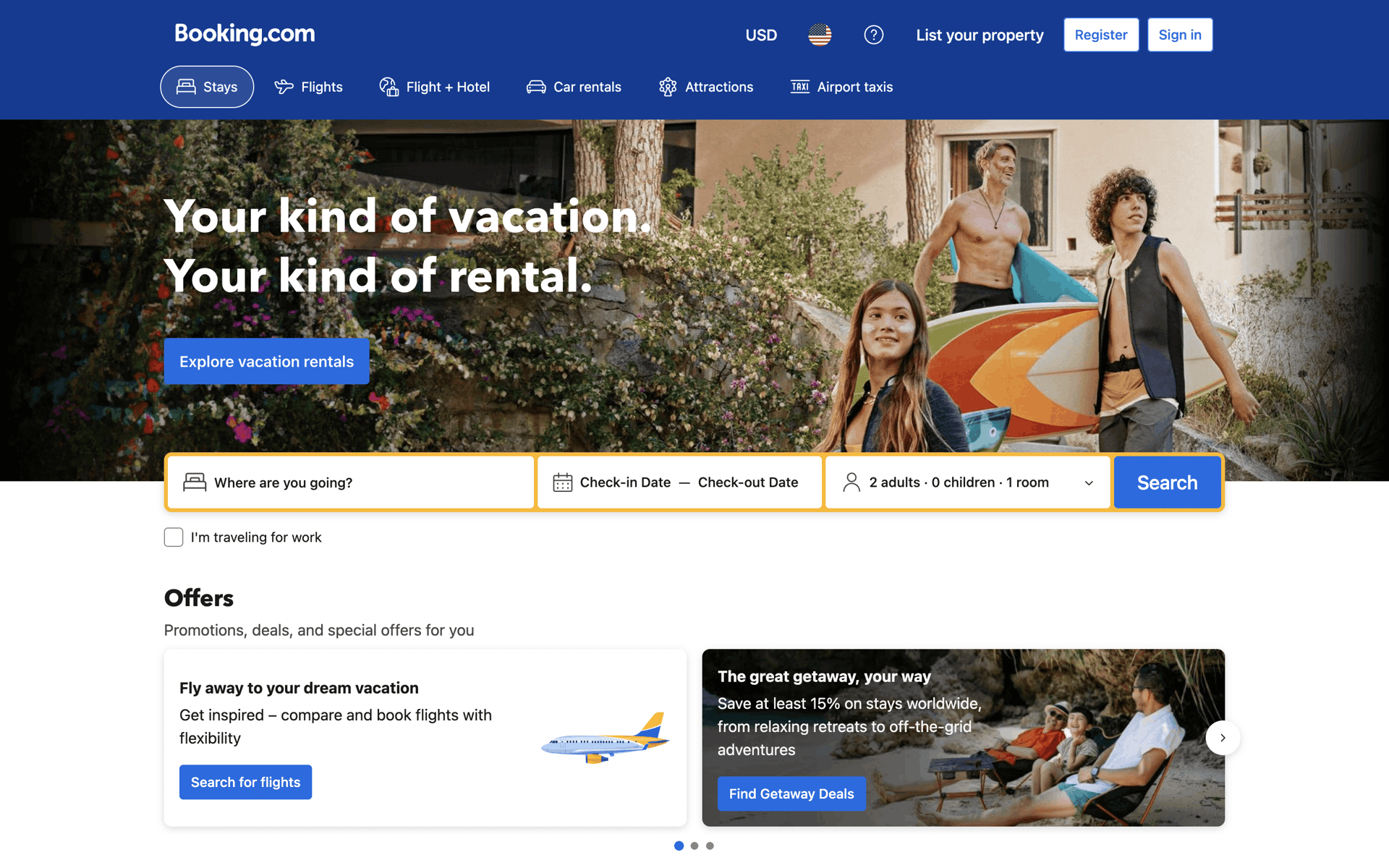Booking.com Web Travel & Transportation interface screenshot 1