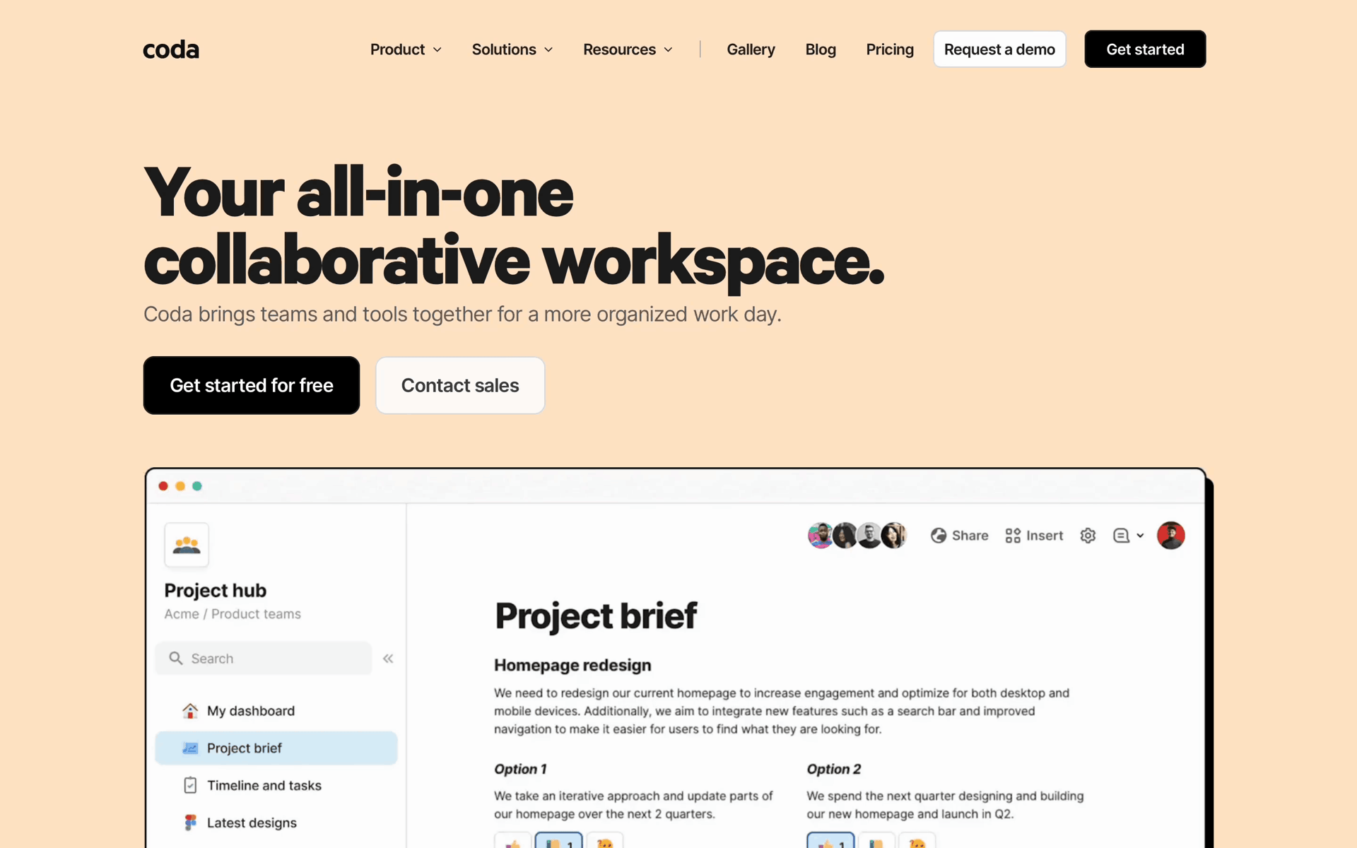 Coda Web Productivity interface screenshot 1