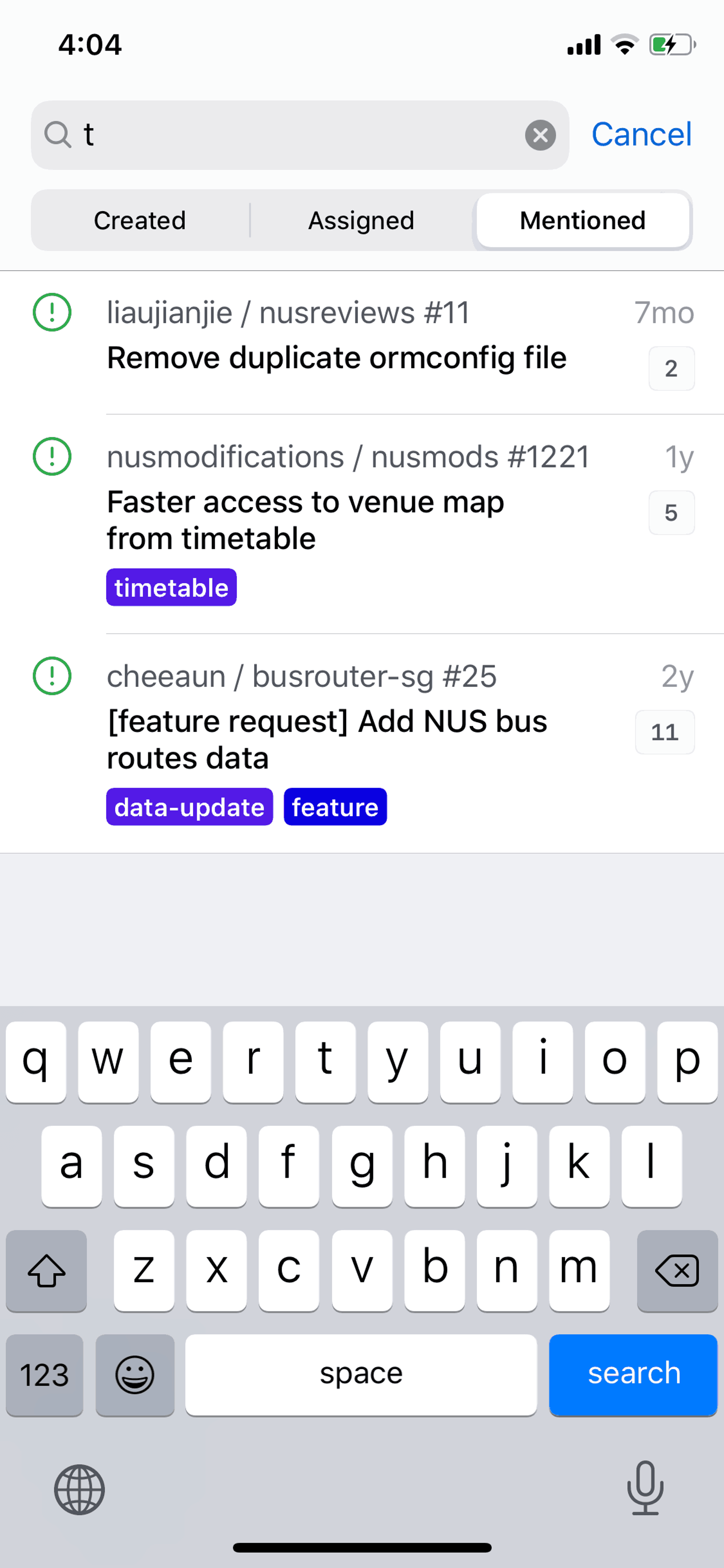 GitHub iOS Developer Tools interface screenshot 20