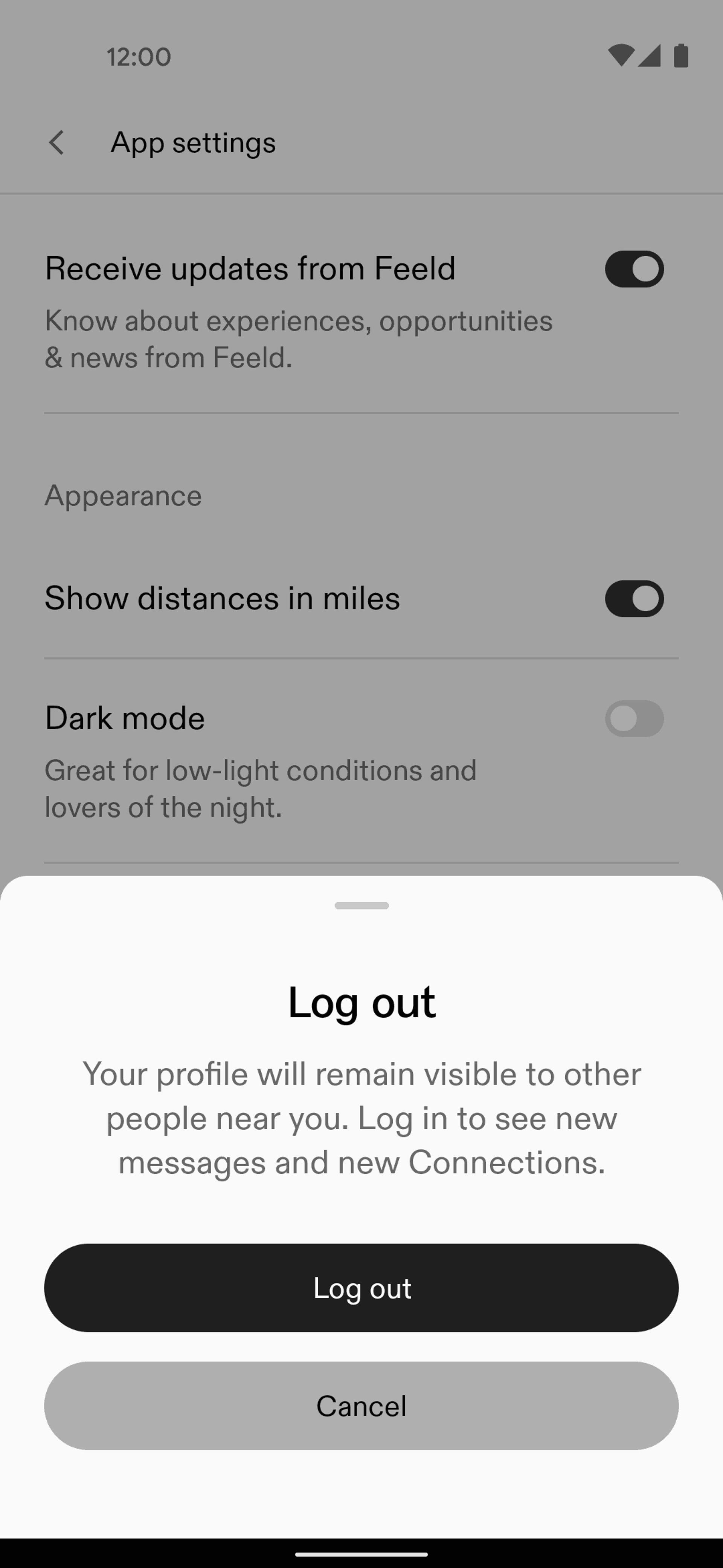 Feeld Android Communication interface screenshot 16