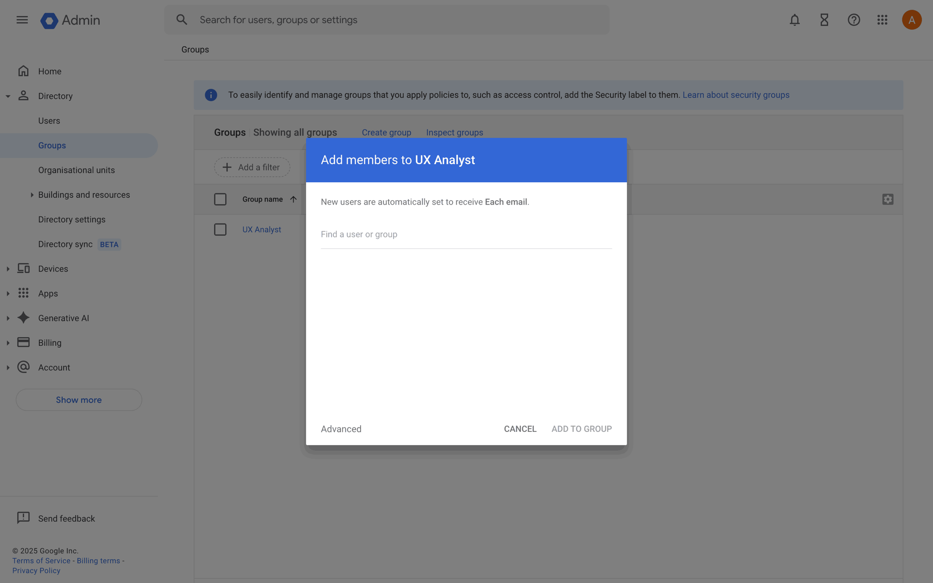 Google Workspace Web Business interface screenshot 9