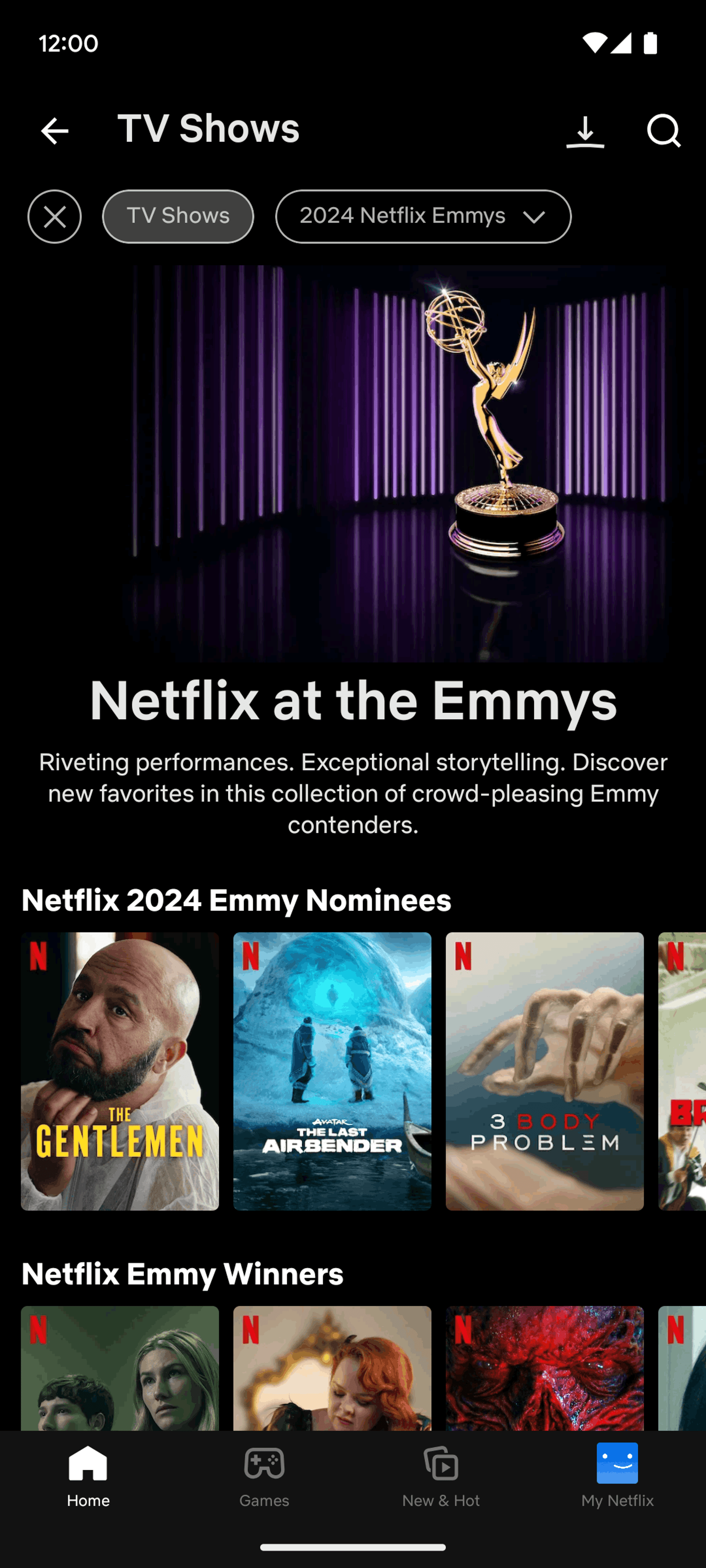 Netflix Android UI design screenshot