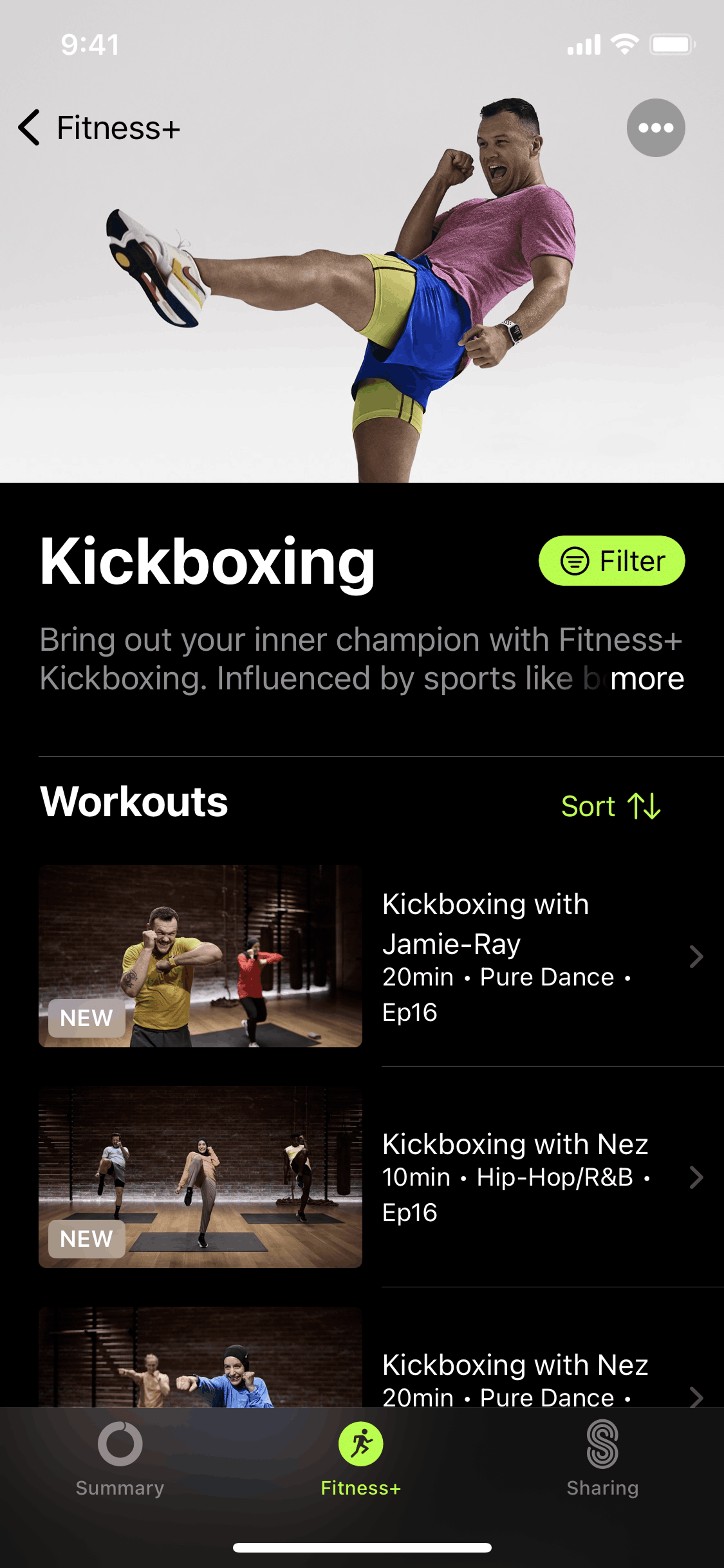 Collection detail on Apple Fitness (ios) screen 2