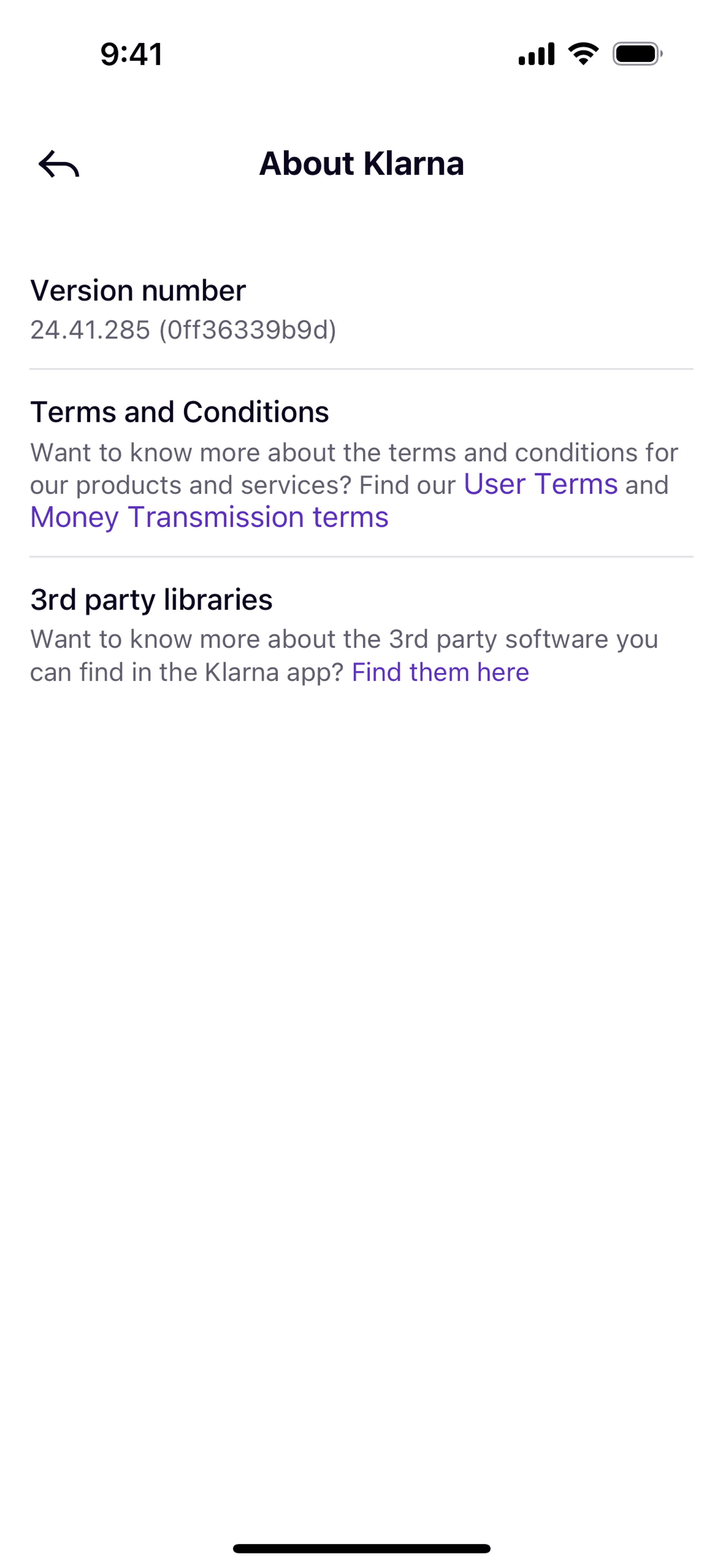 Klarna iOS Finance interface screenshot 17