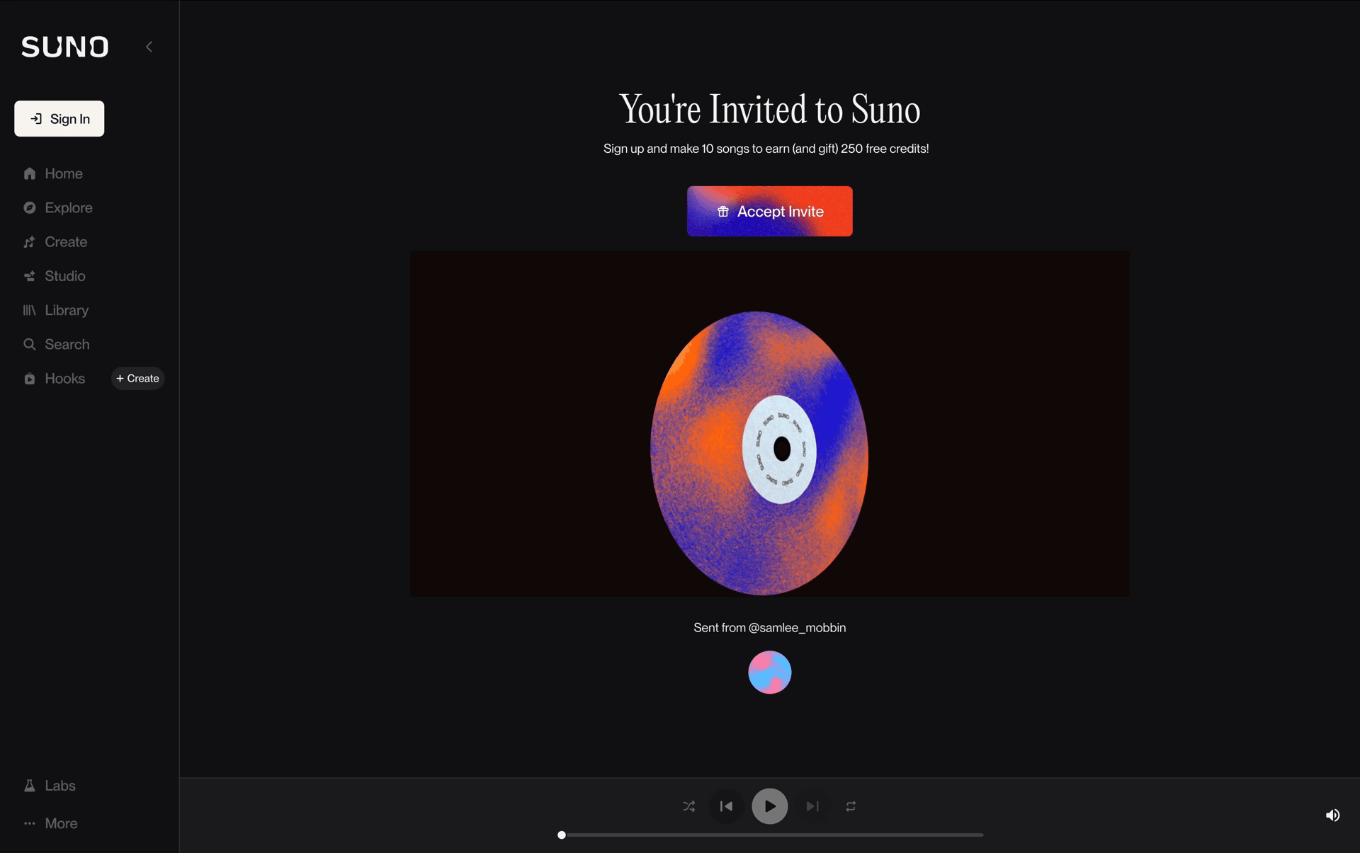 Suno Web AI interface screenshot 2