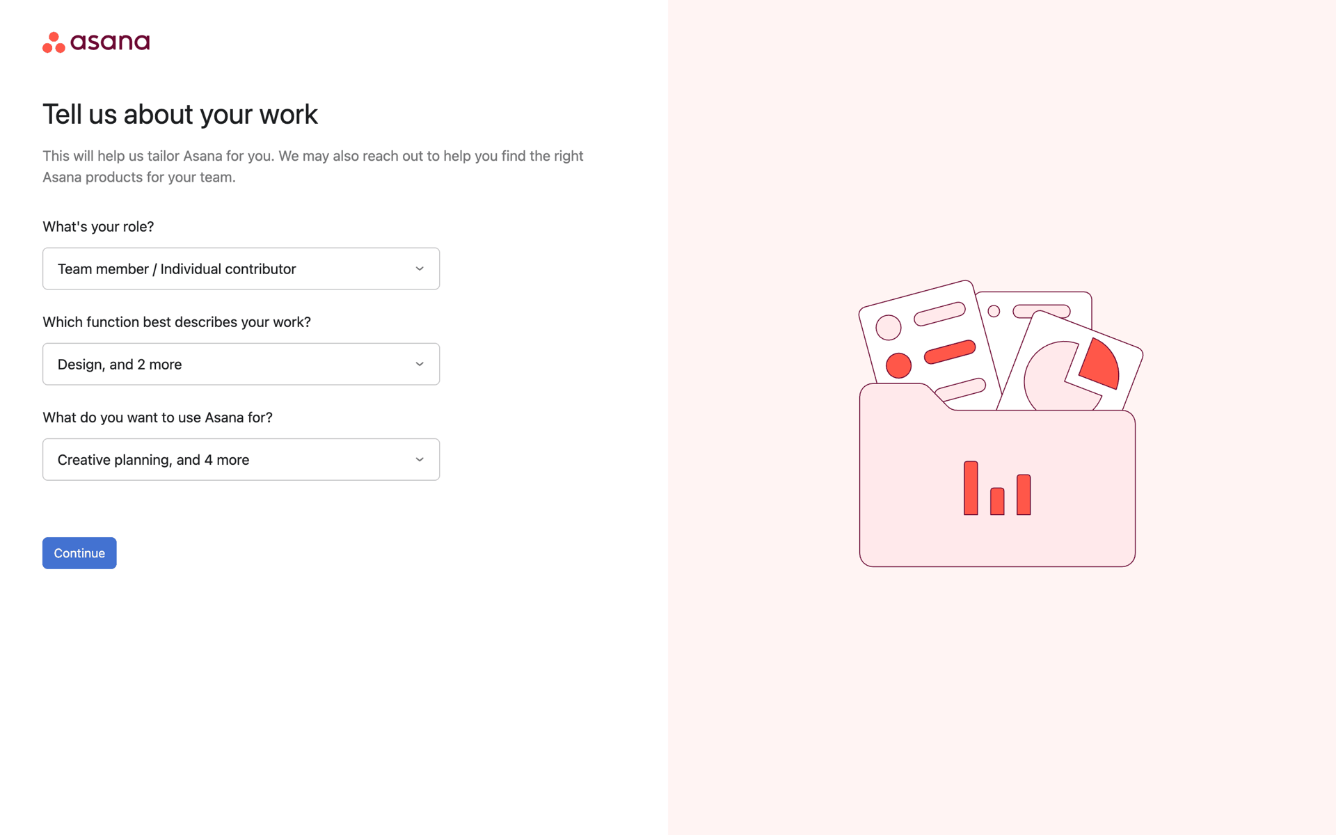 Completing onboarding on Asana (web) screen 8
