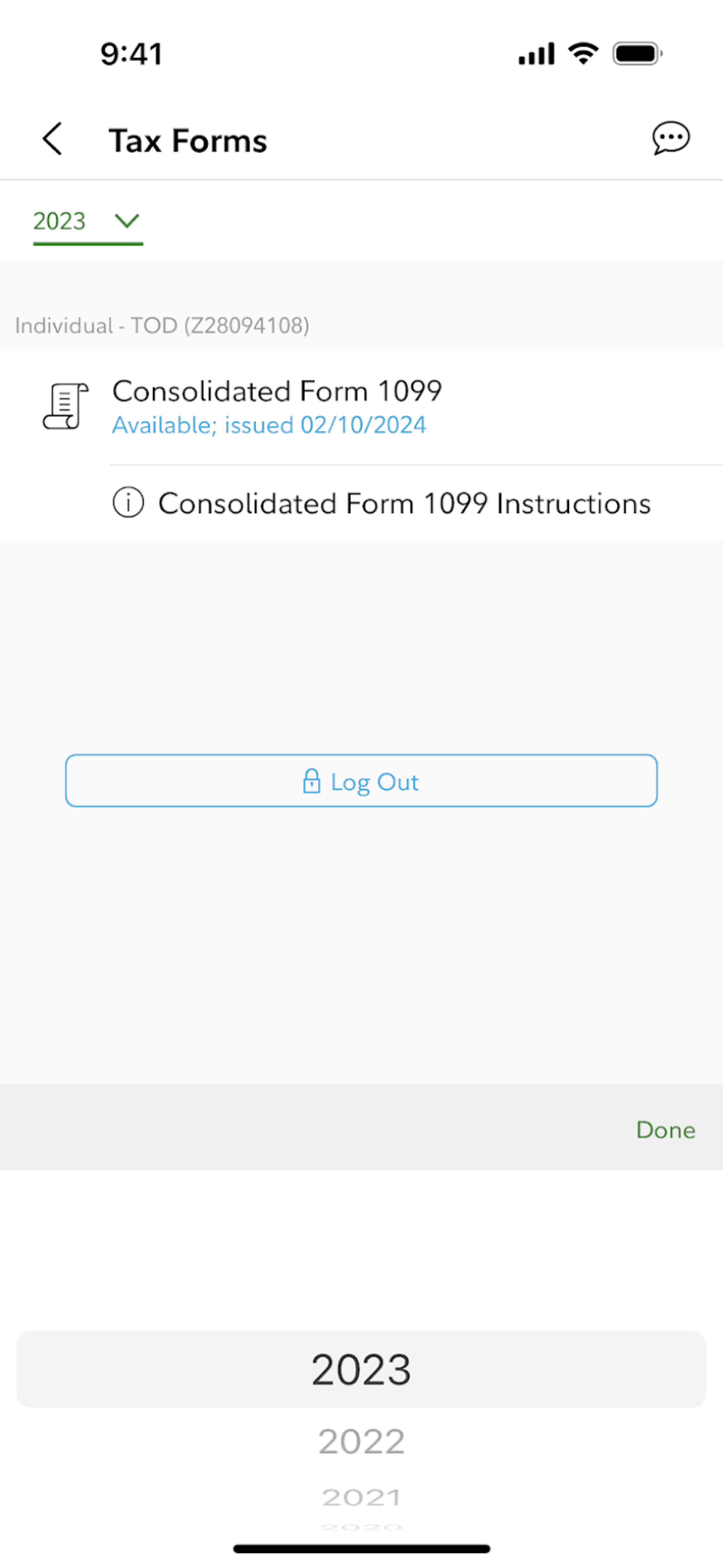Fidelity iOS Finance interface screenshot 20