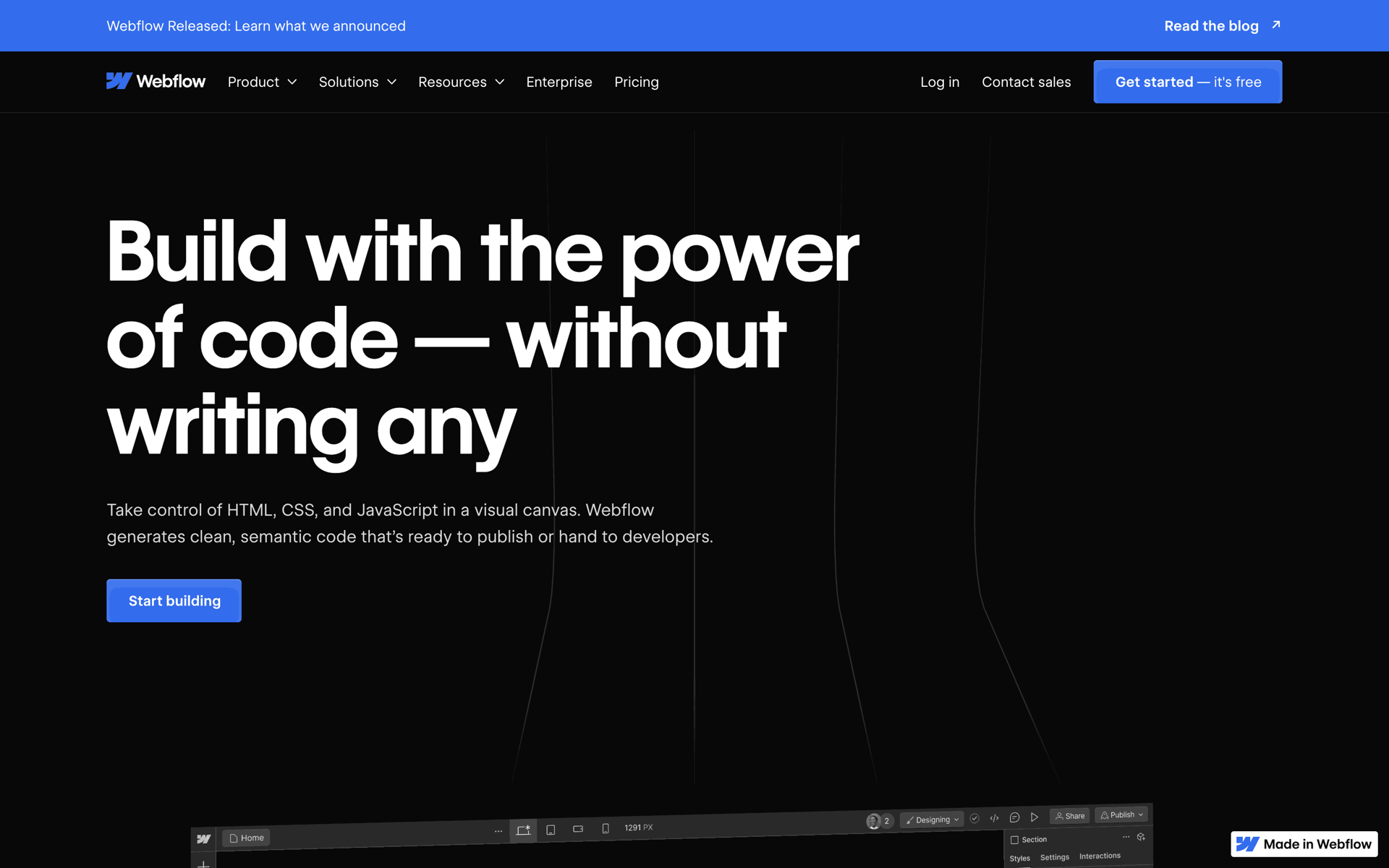 Webflow Web Productivity interface screenshot 1