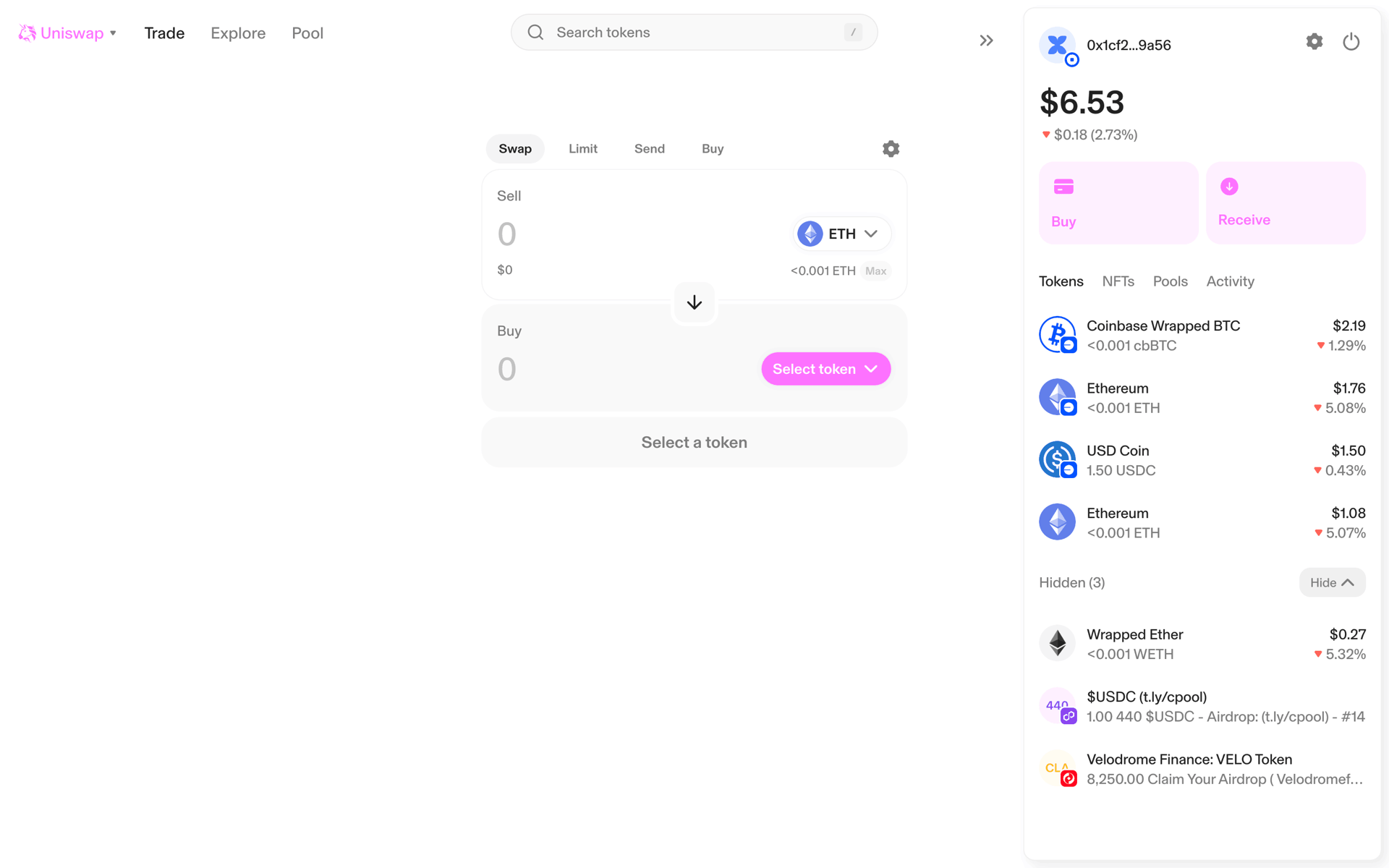 Uniswap Web Finance interface screenshot 9