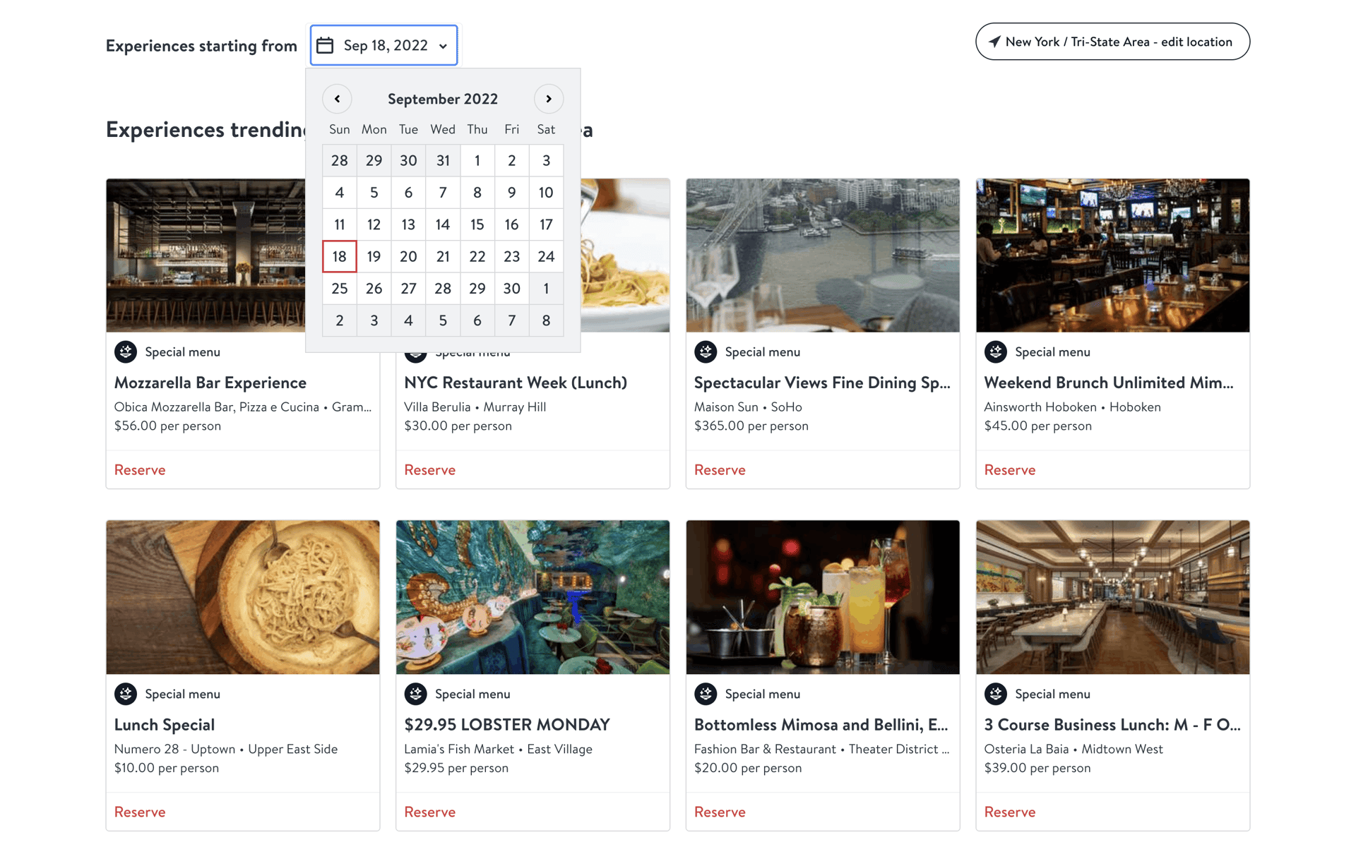 OpenTable Web Food & Drink interface screenshot 13