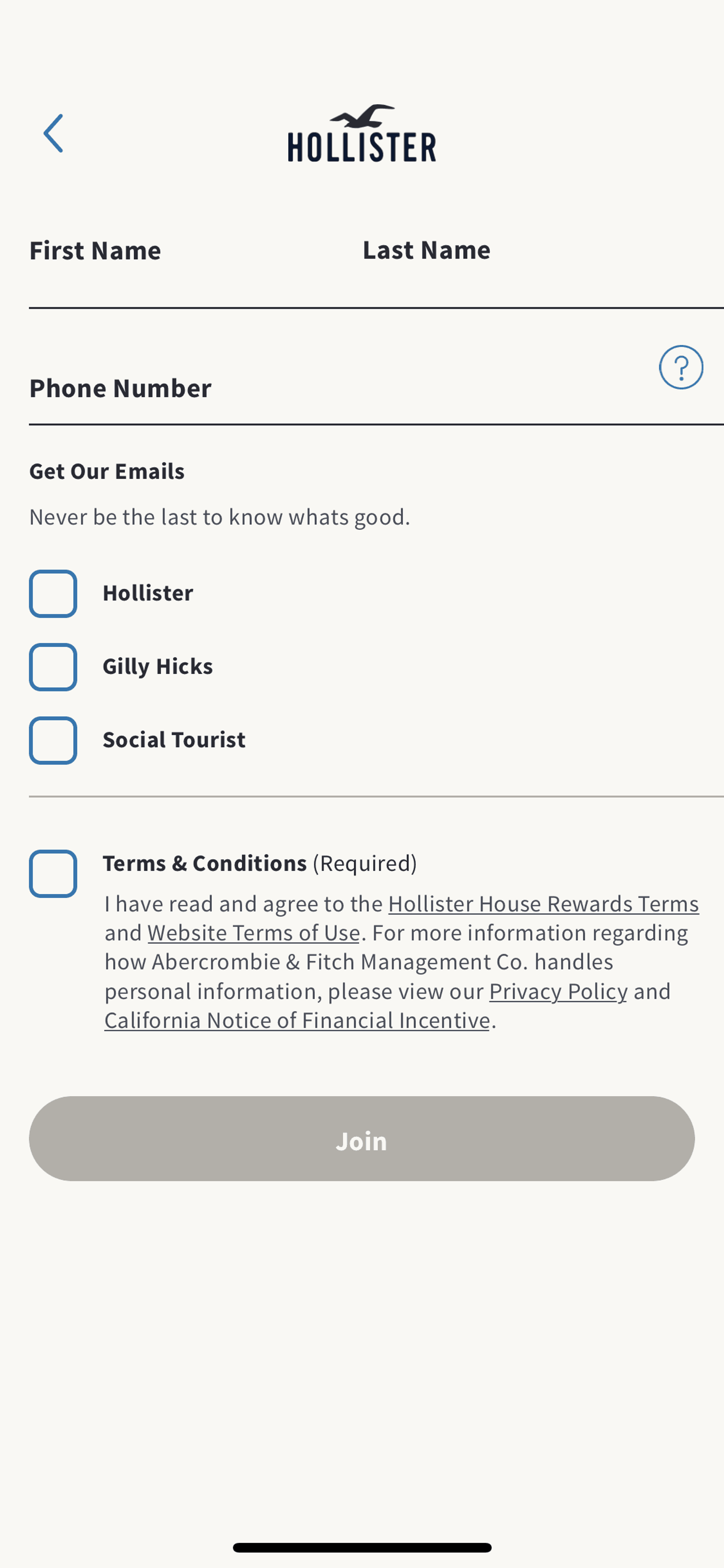 Hollister Co. iOS Shopping interface screenshot 9