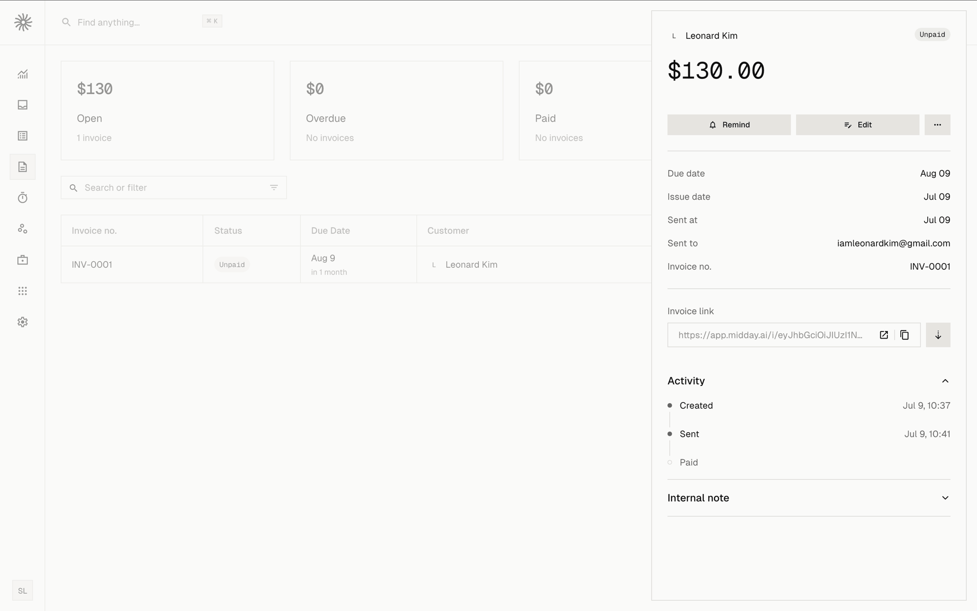 Midday Web Finance interface screenshot 10