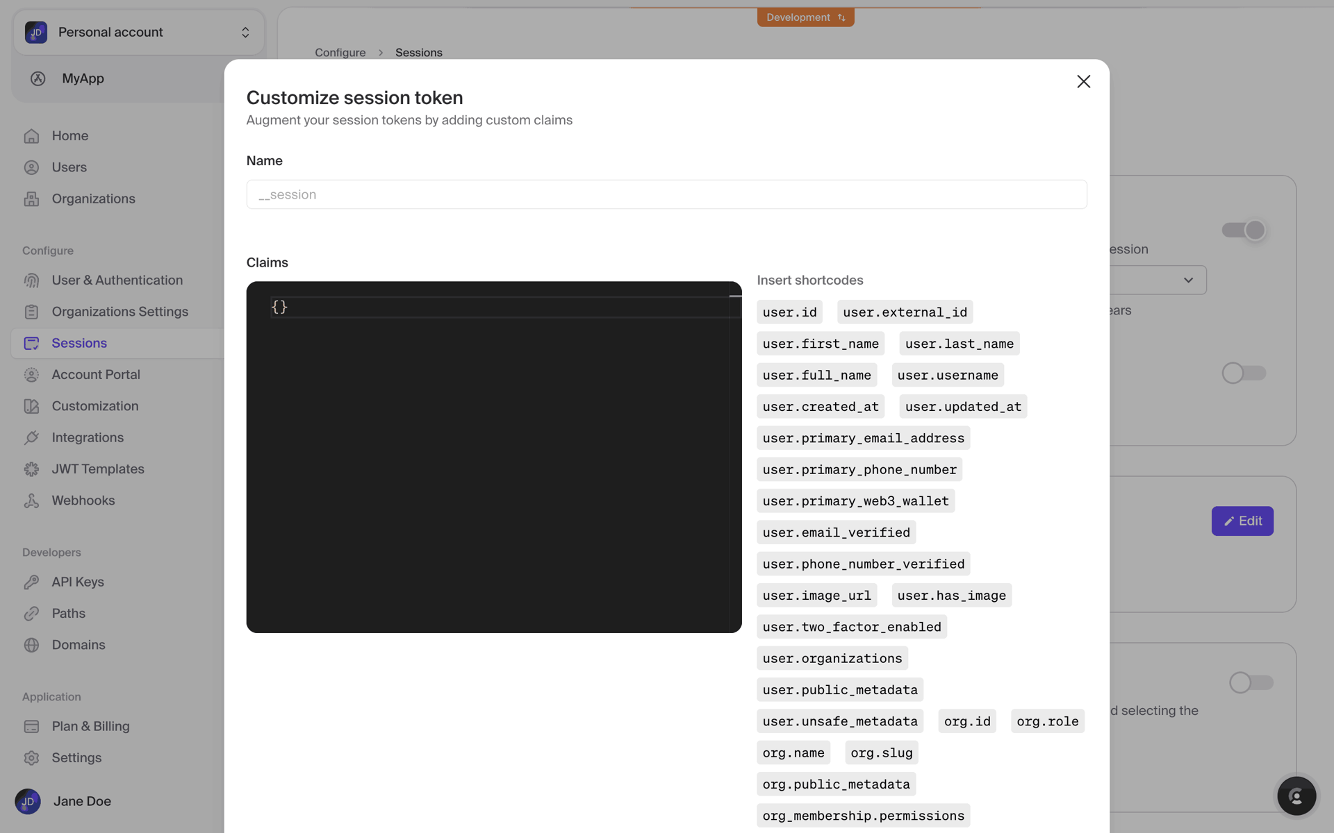 Clerk Web Developer Tools interface screenshot 20