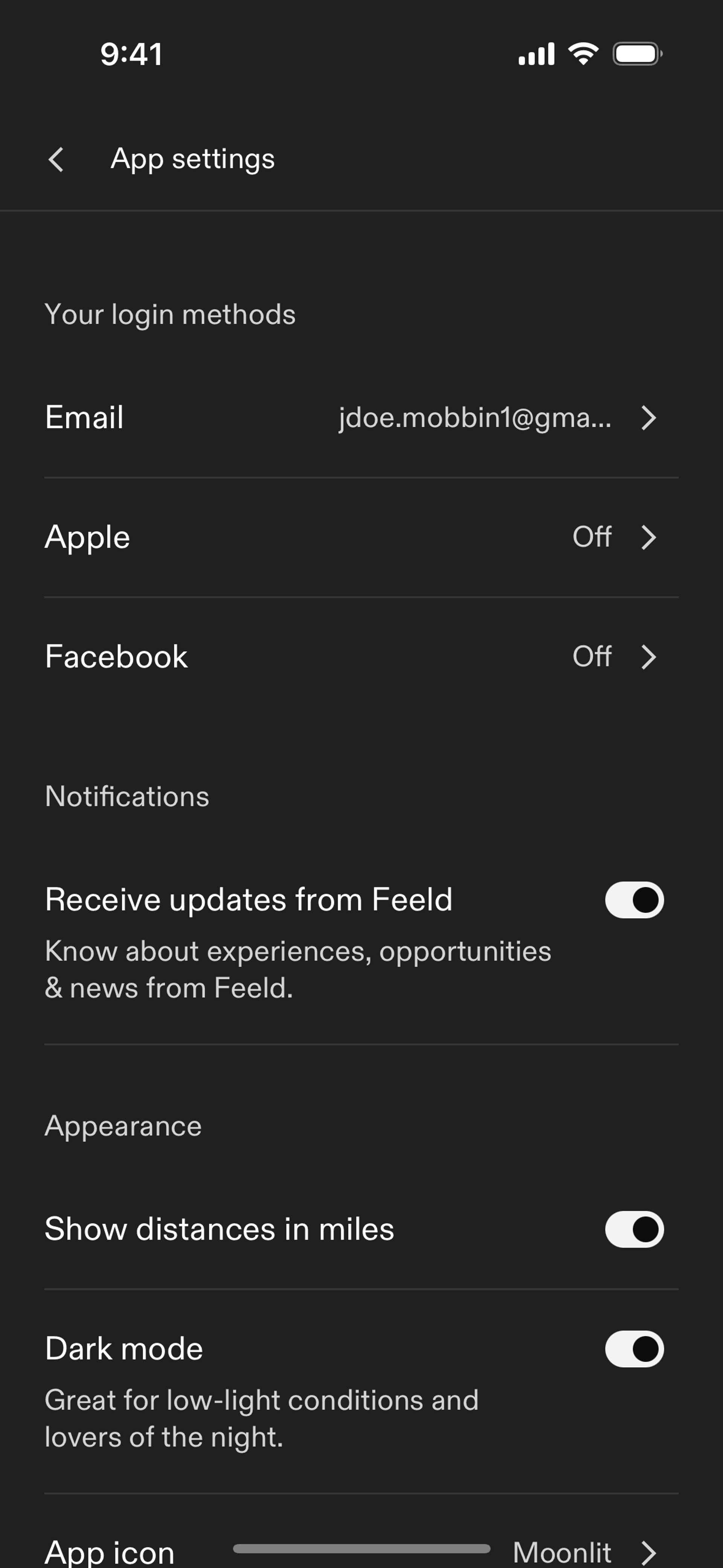 Feeld iOS Communication interface screenshot 15