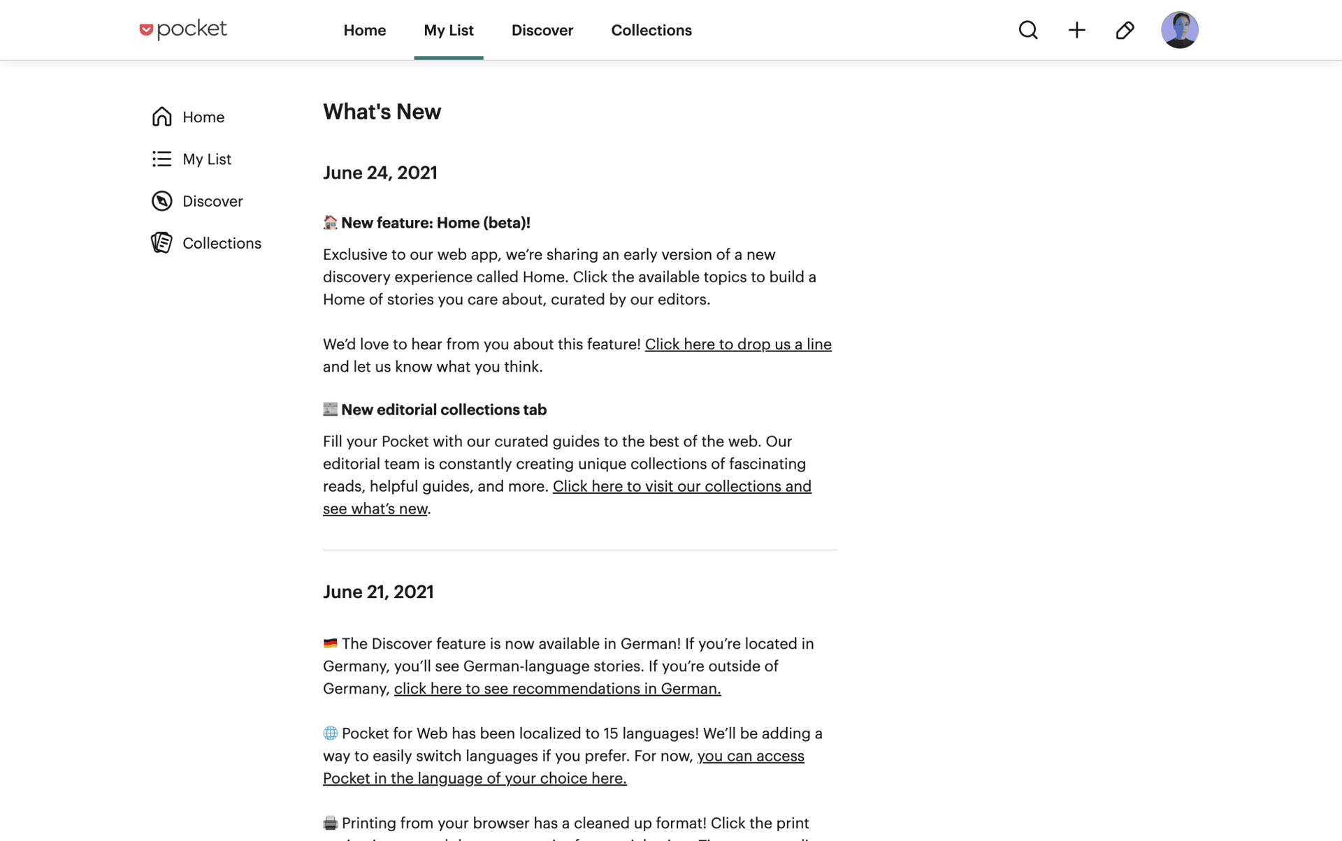 Pocket Web News interface screenshot 13