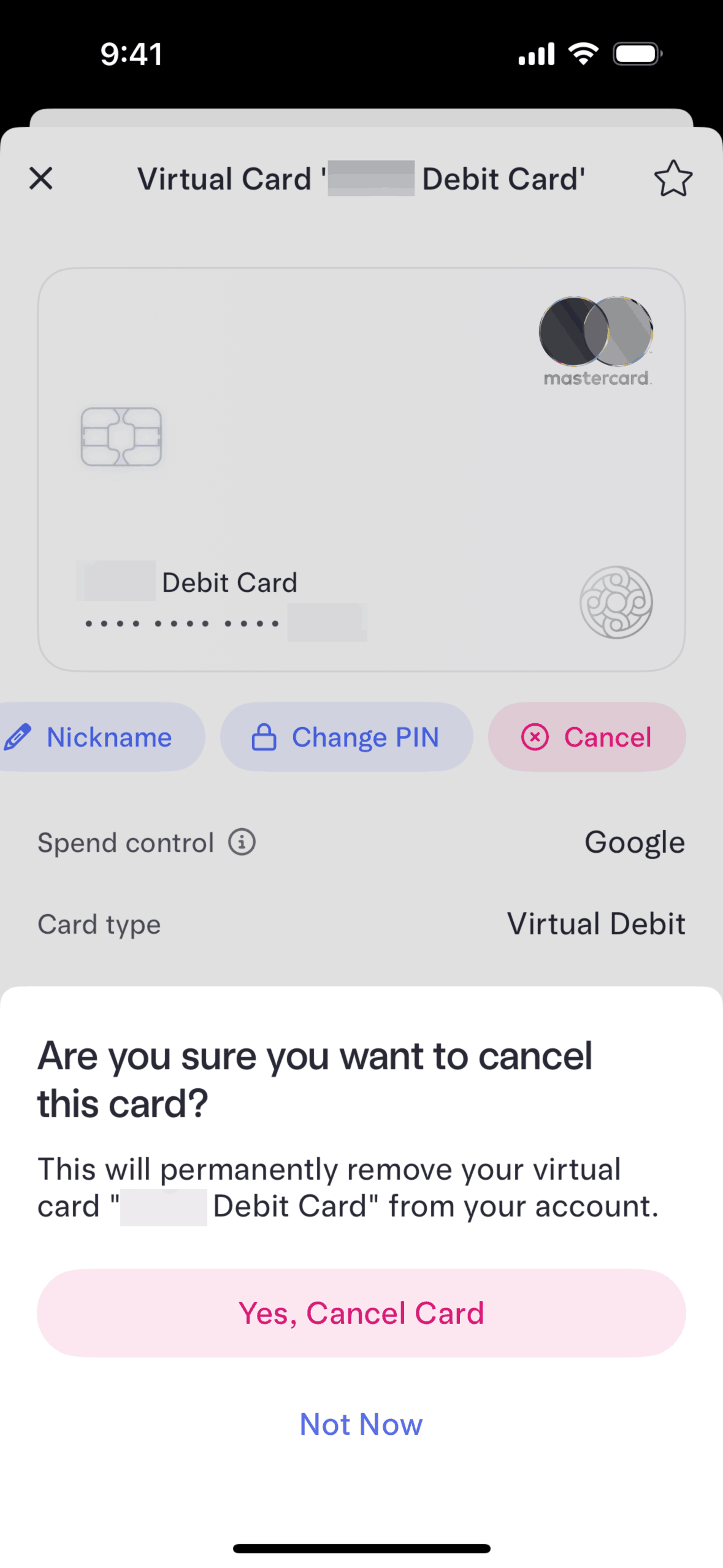 Mercury iOS Finance interface screenshot 3