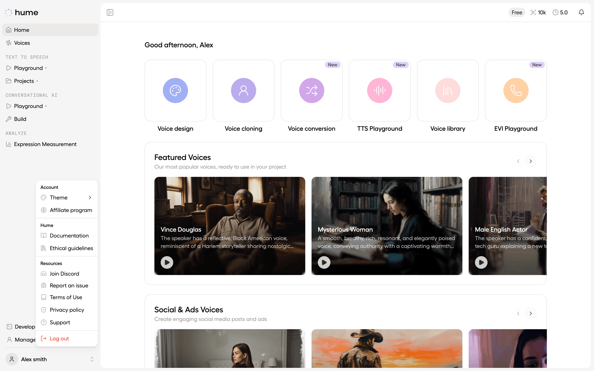 Hume AI Web emotion recognition interface screenshot 21