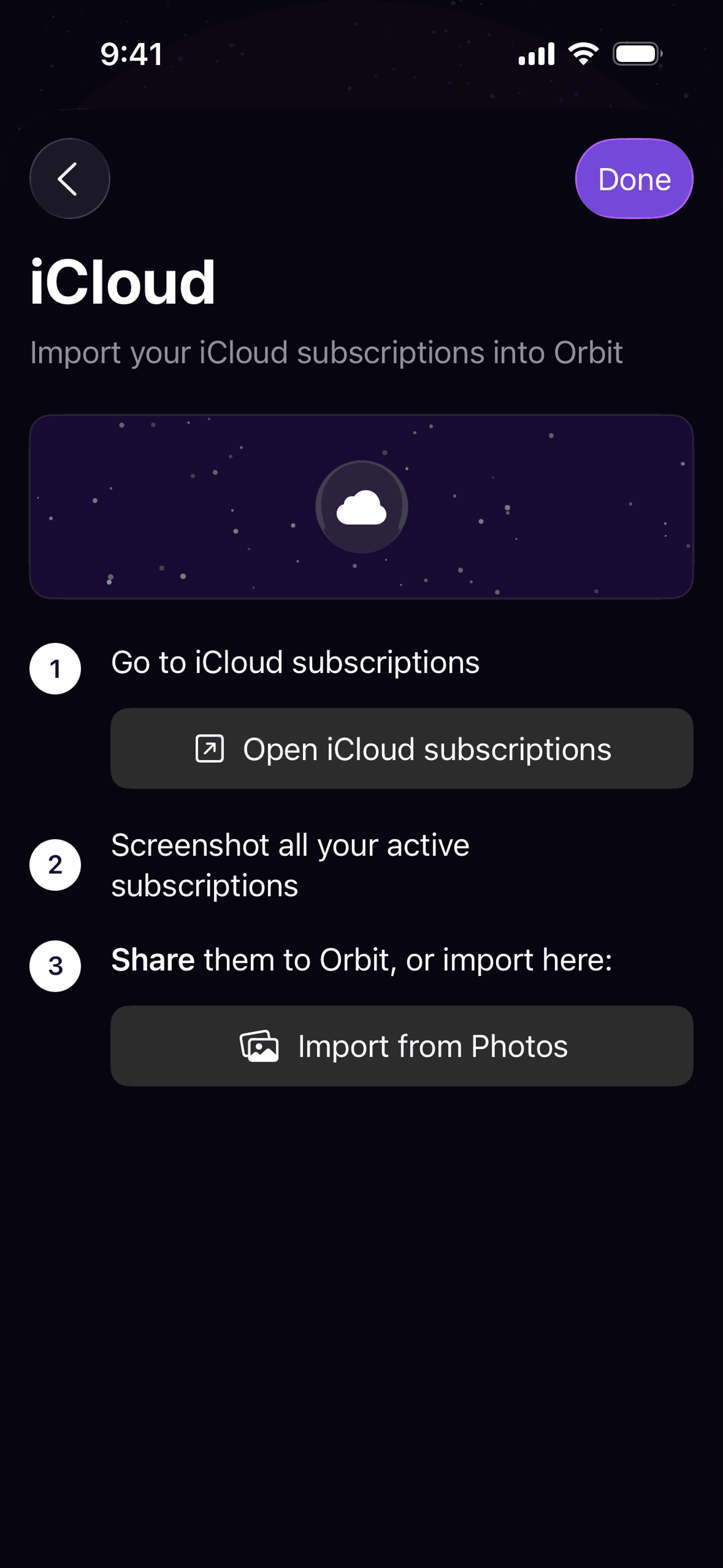 Orbit iOS Finance interface screenshot 15