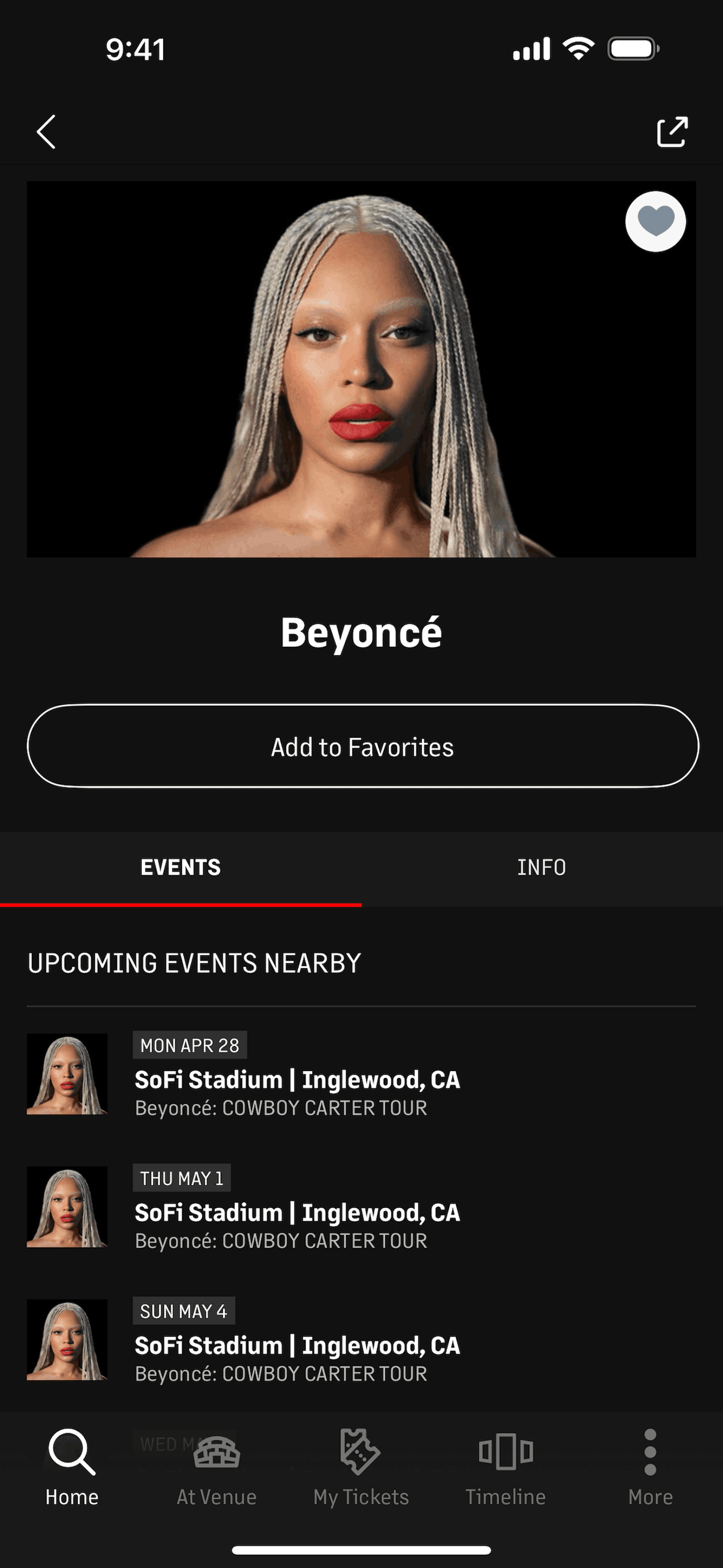 Live Nation iOS Music & Audio interface screenshot 7