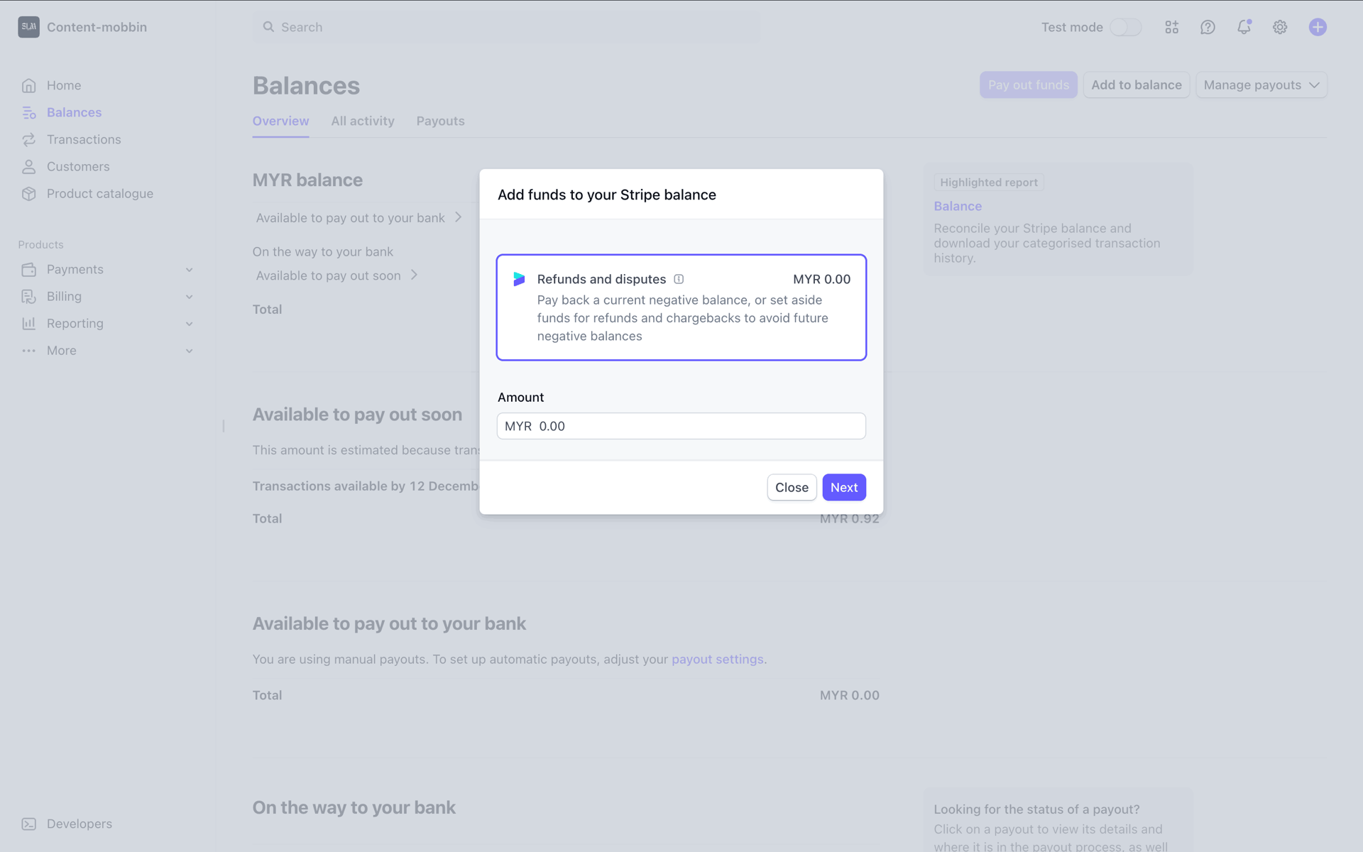 Stripe Web Business interface screenshot 16