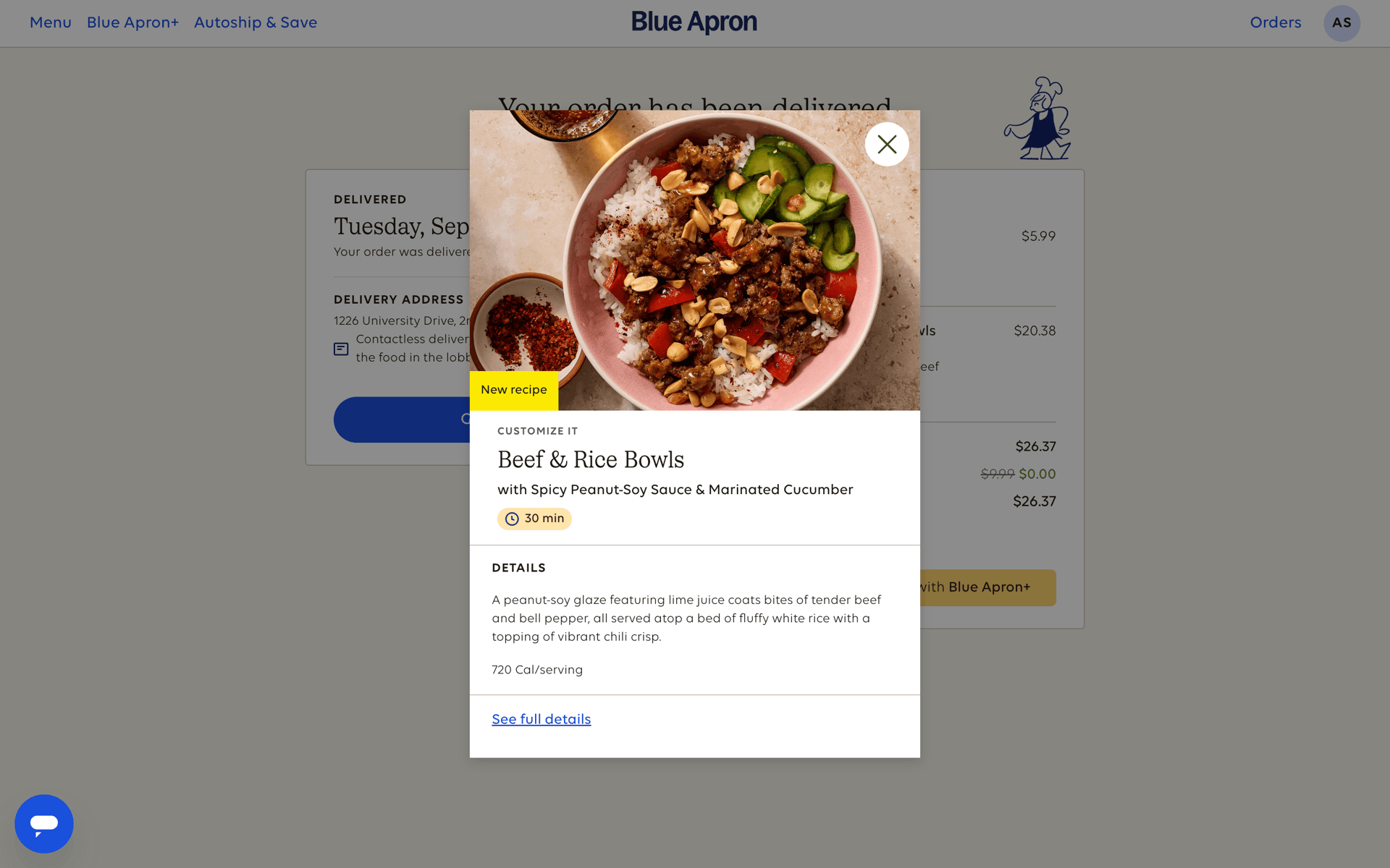 Blue Apron Web Shopping interface screenshot 5