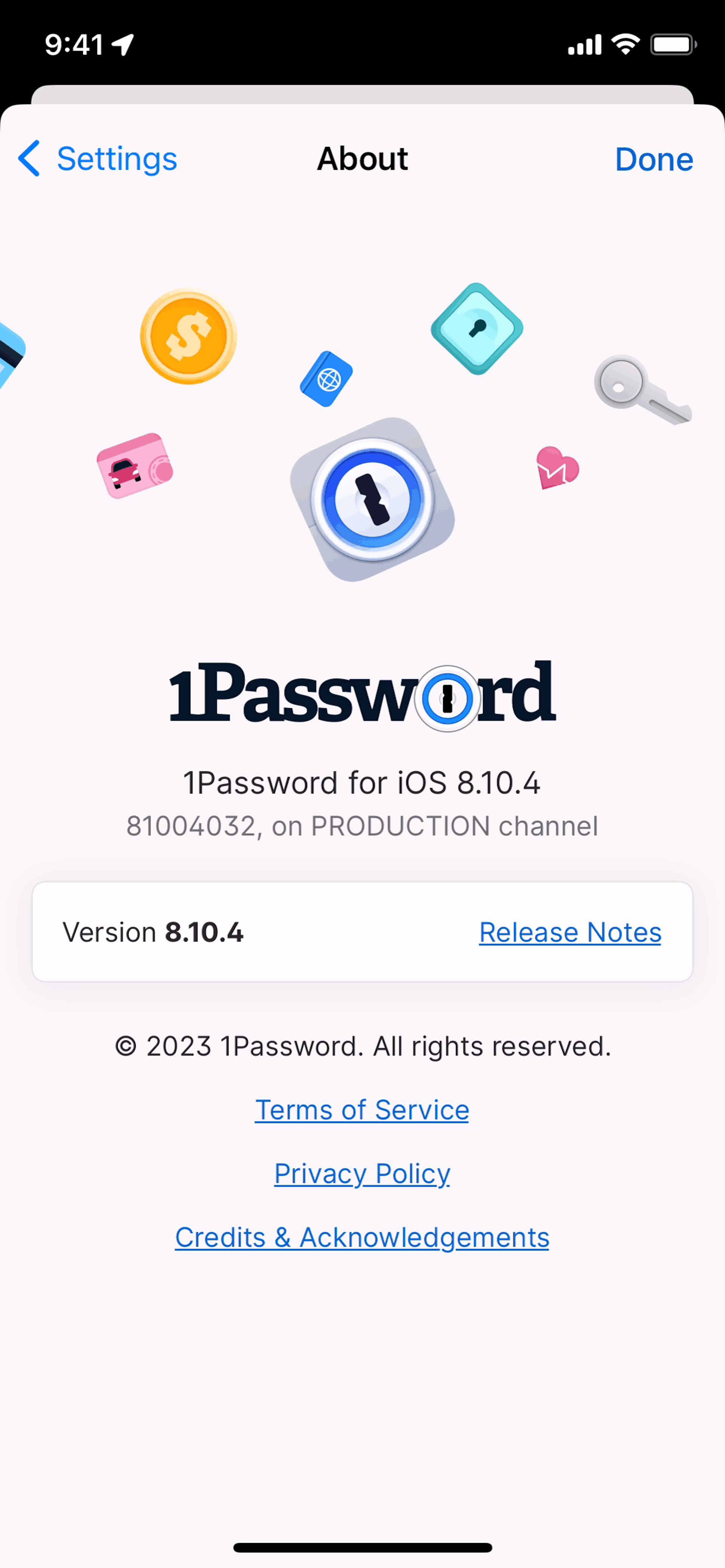 1Password iOS Productivity interface screenshot 23