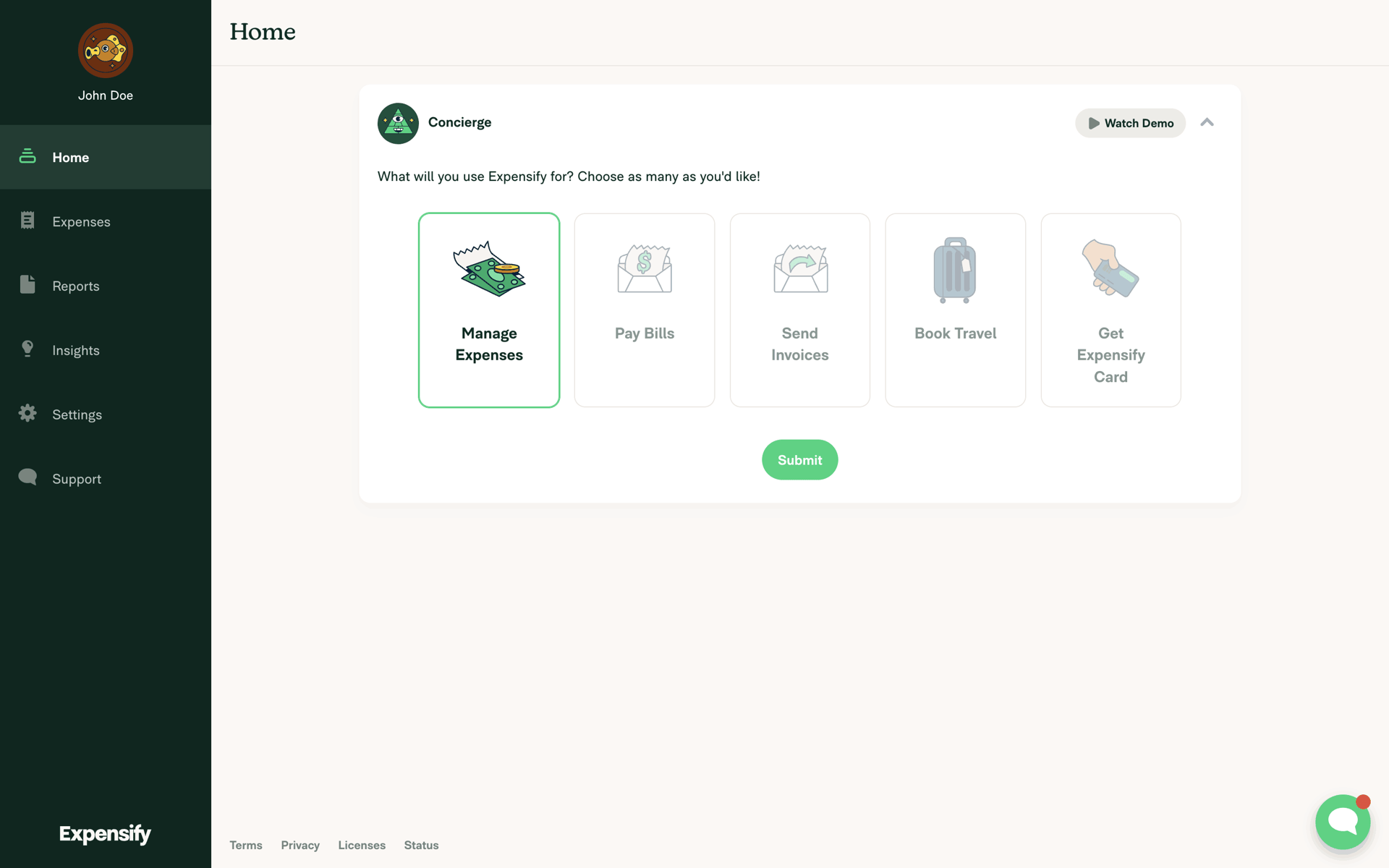 Expensify Web Finance interface screenshot 24