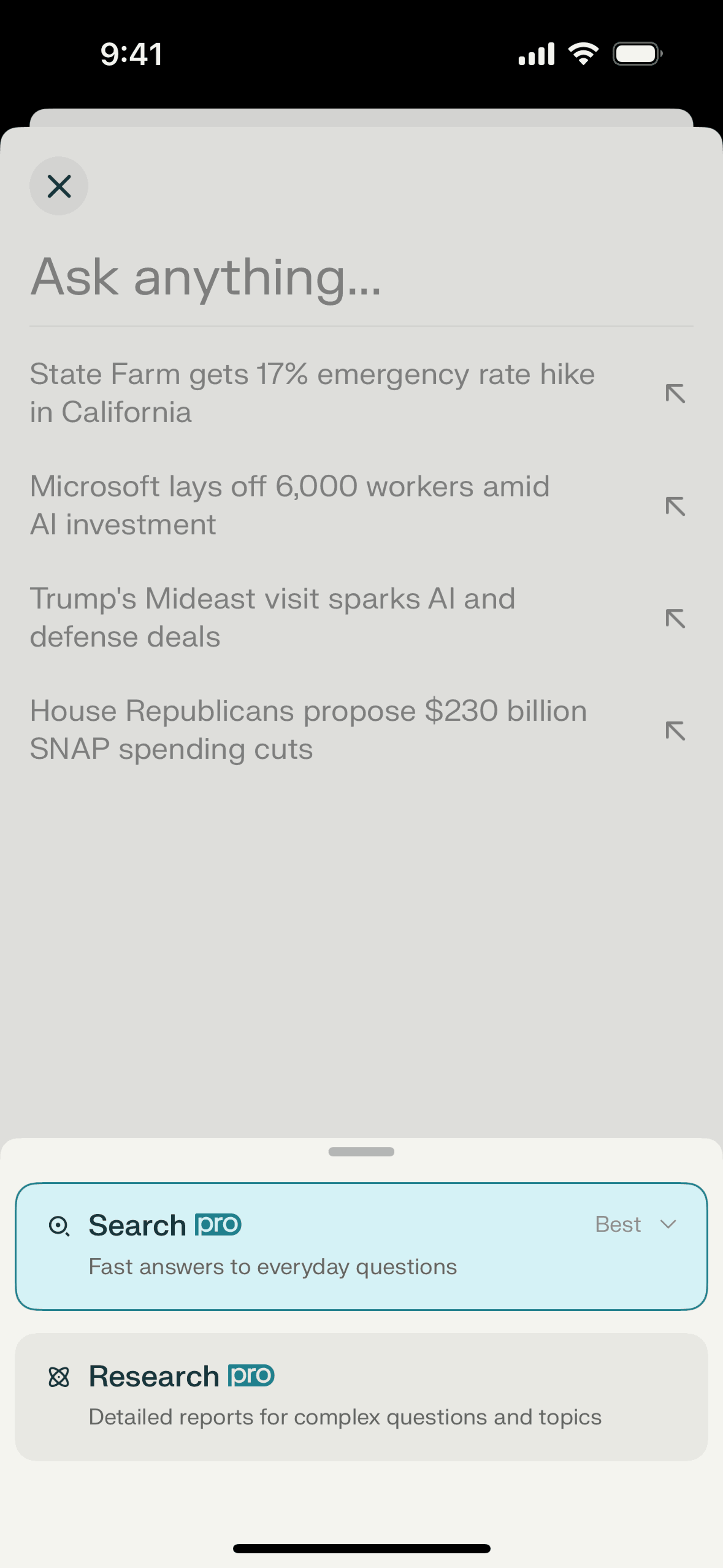 Perplexity iOS AI interface screenshot 15