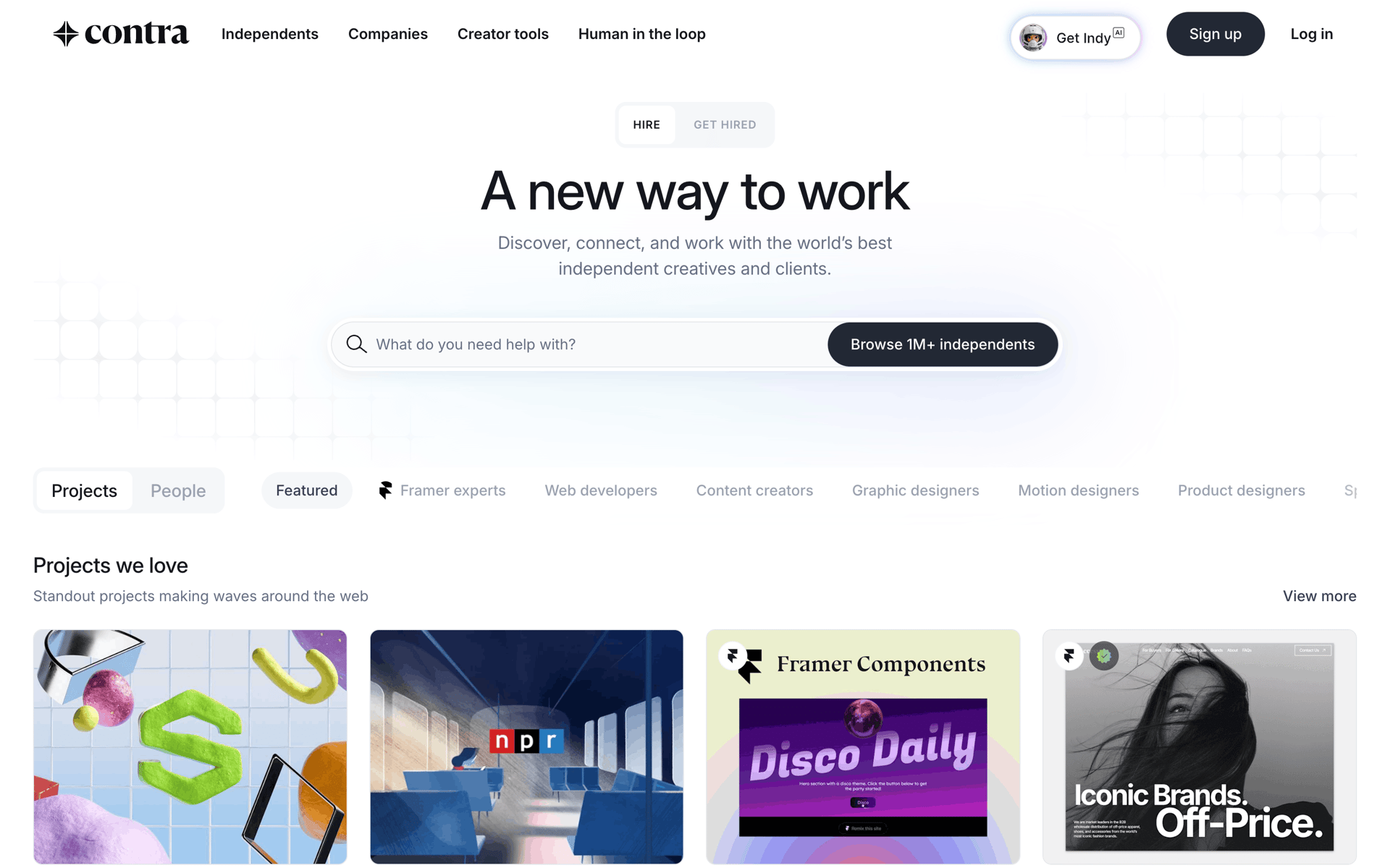 Onboarding (freelancer) on Contra (web) screen 1
