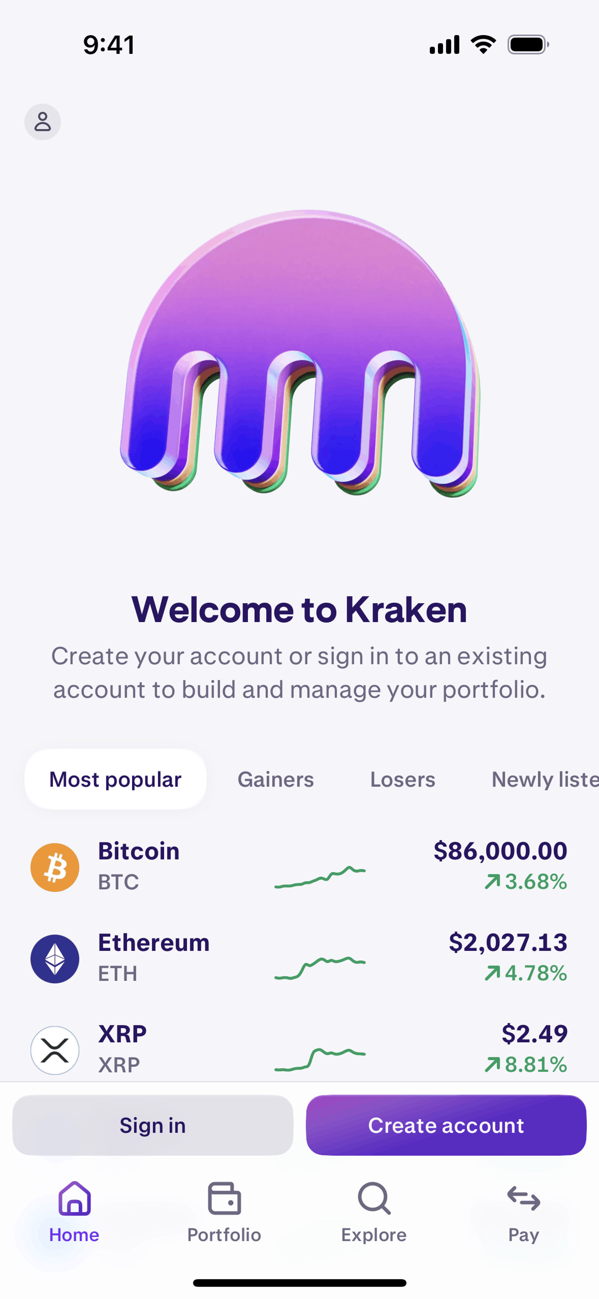 Kraken iOS Finance interface screenshot 4