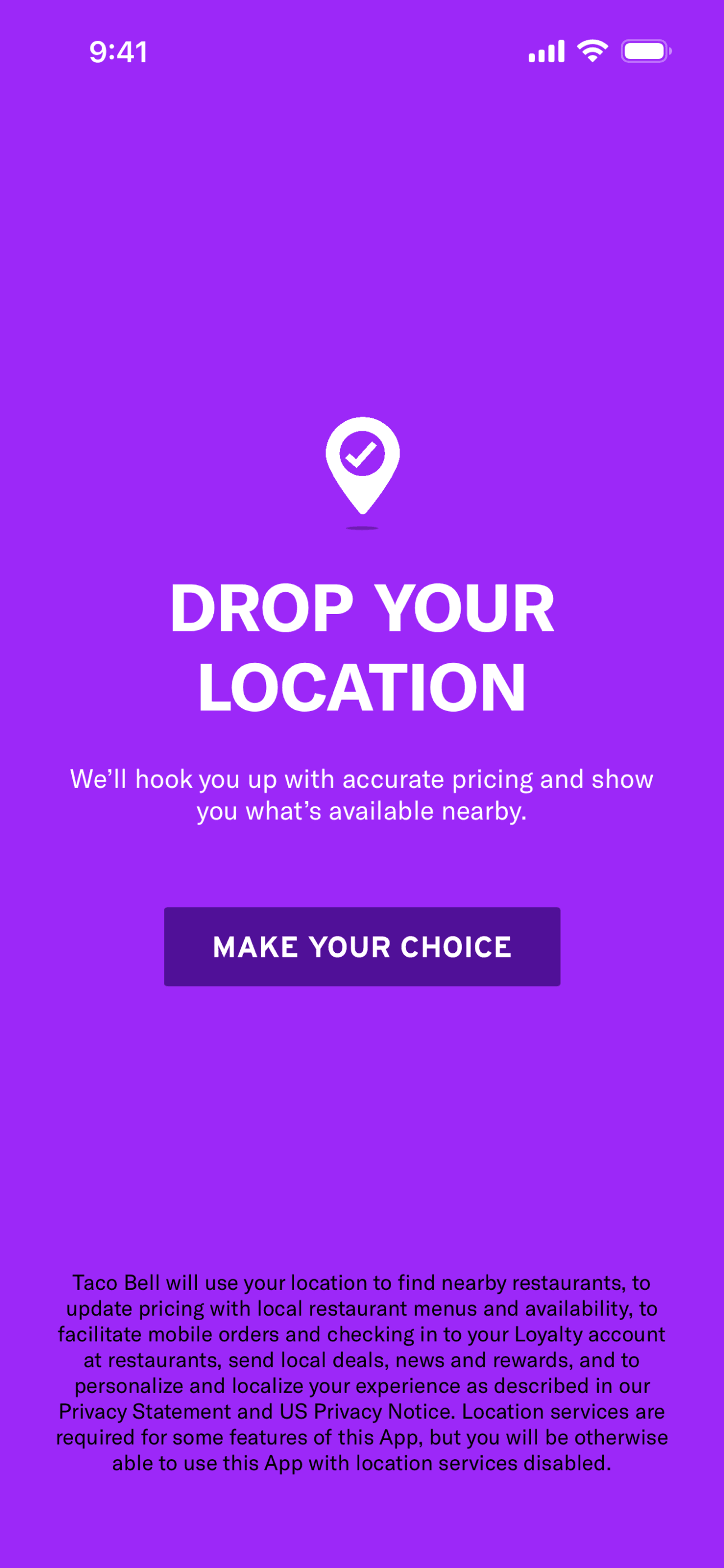 Taco Bell iOS Food & Drink interface screenshot 2