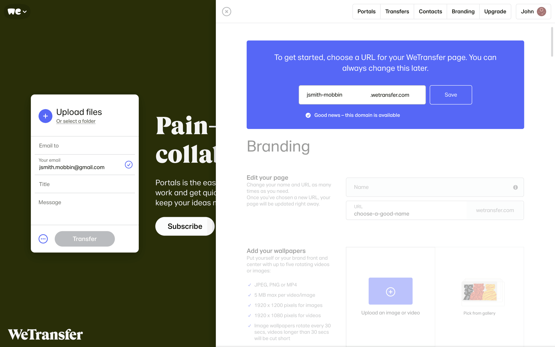 WeTransfer Web Productivity interface screenshot 18
