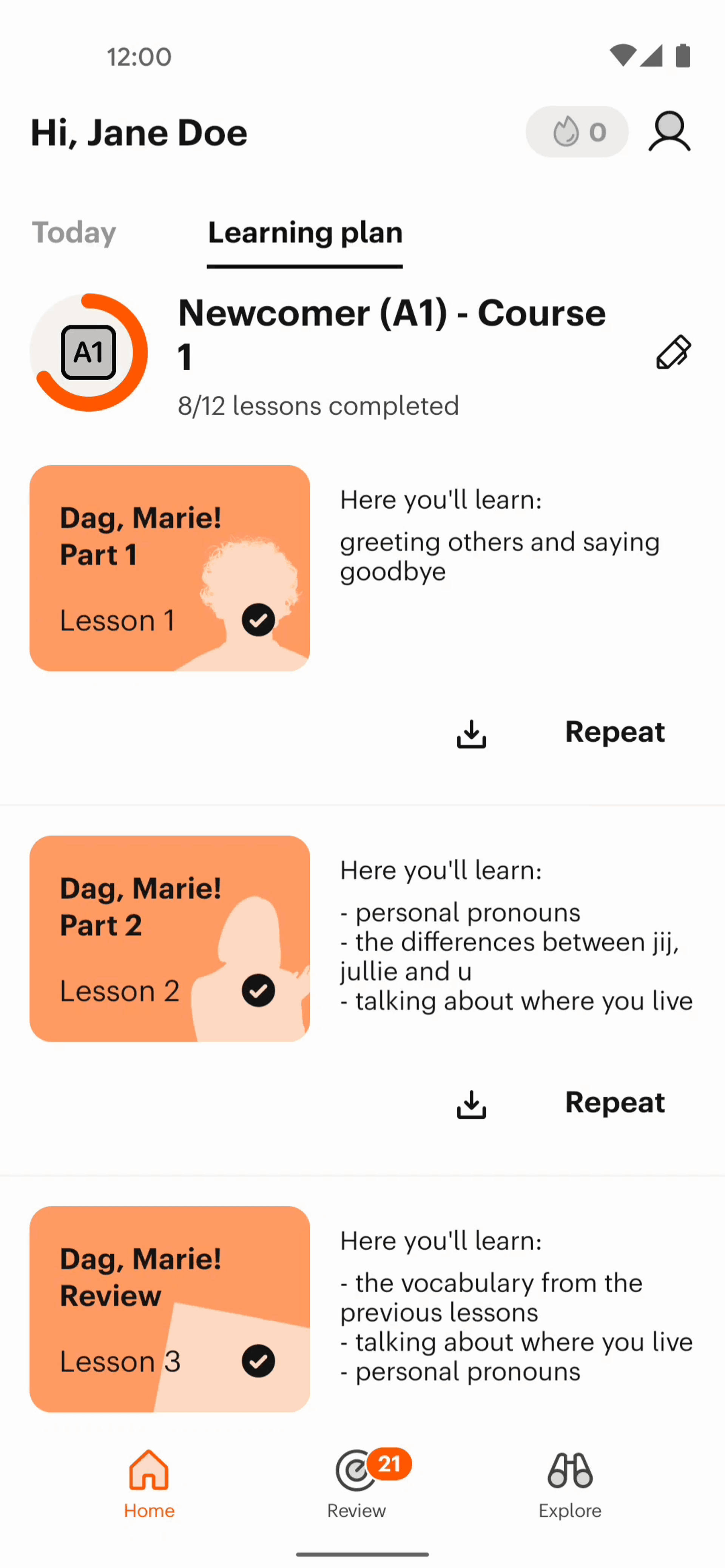 Babbel Android Education interface screenshot 2