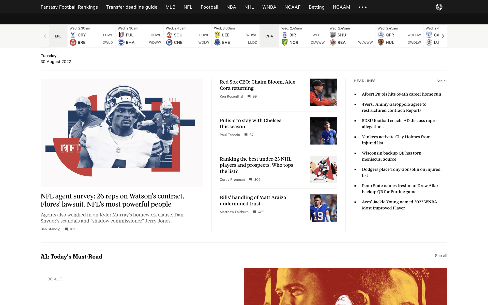 The Athletic Web Sports interface screenshot 4