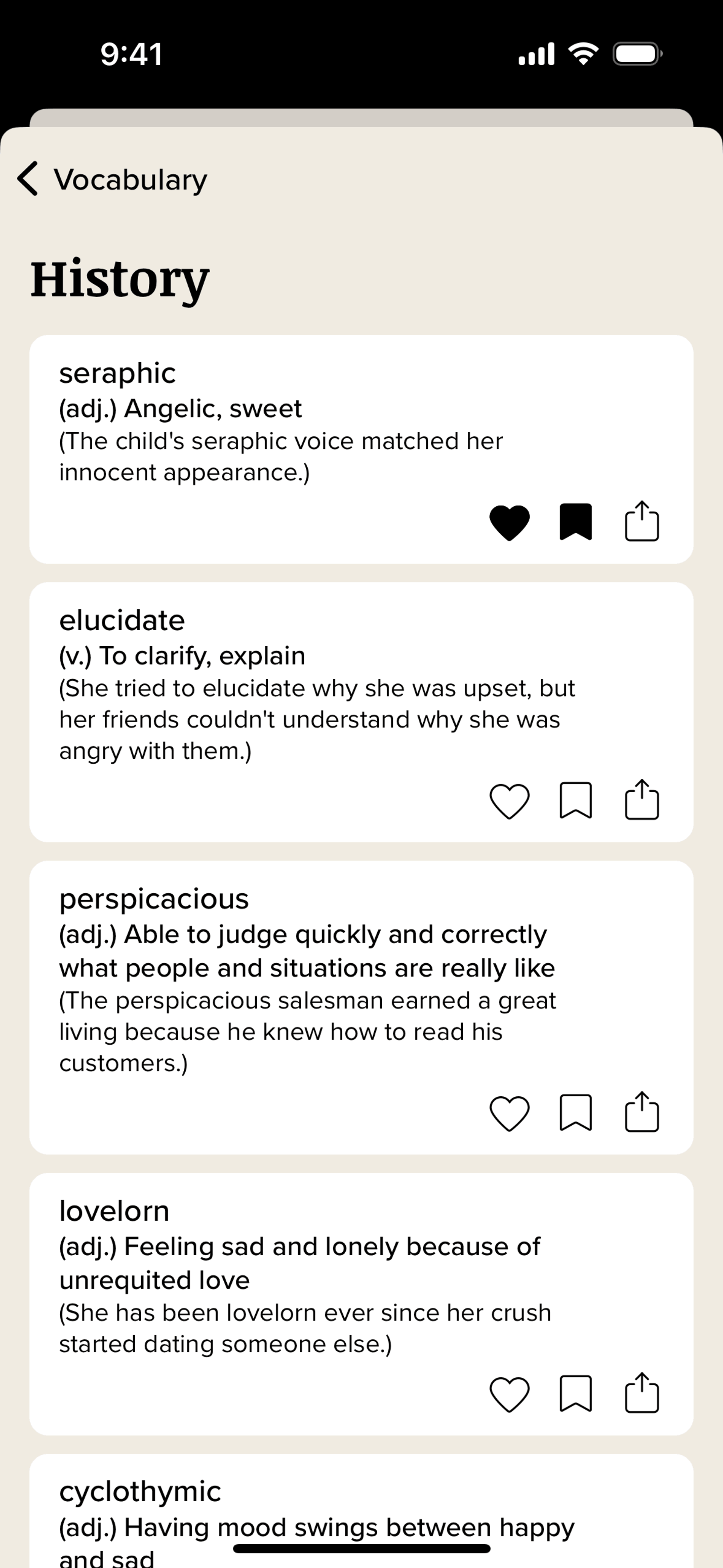 Vocabulary iOS Education interface screenshot 11