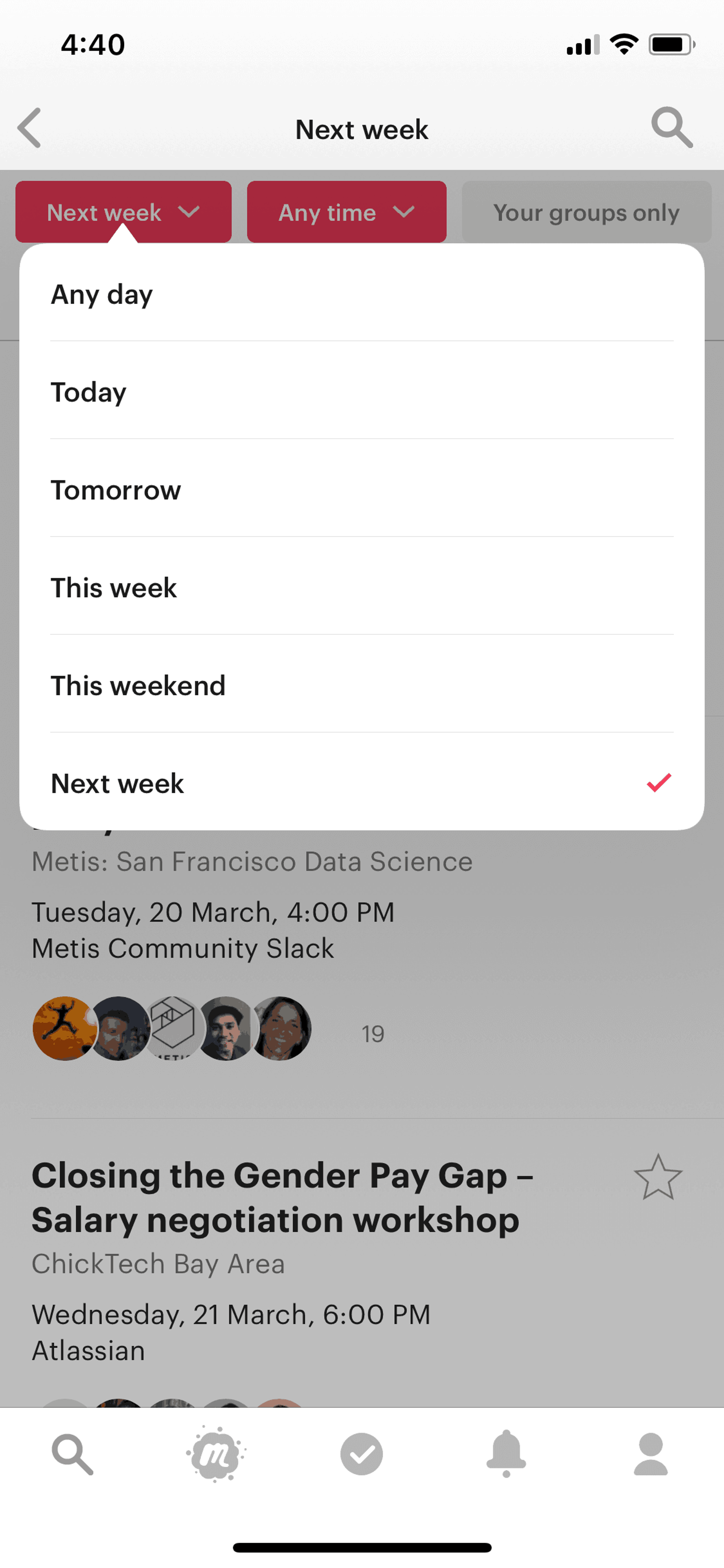 Meetup iOS Social Networking interface screenshot 17