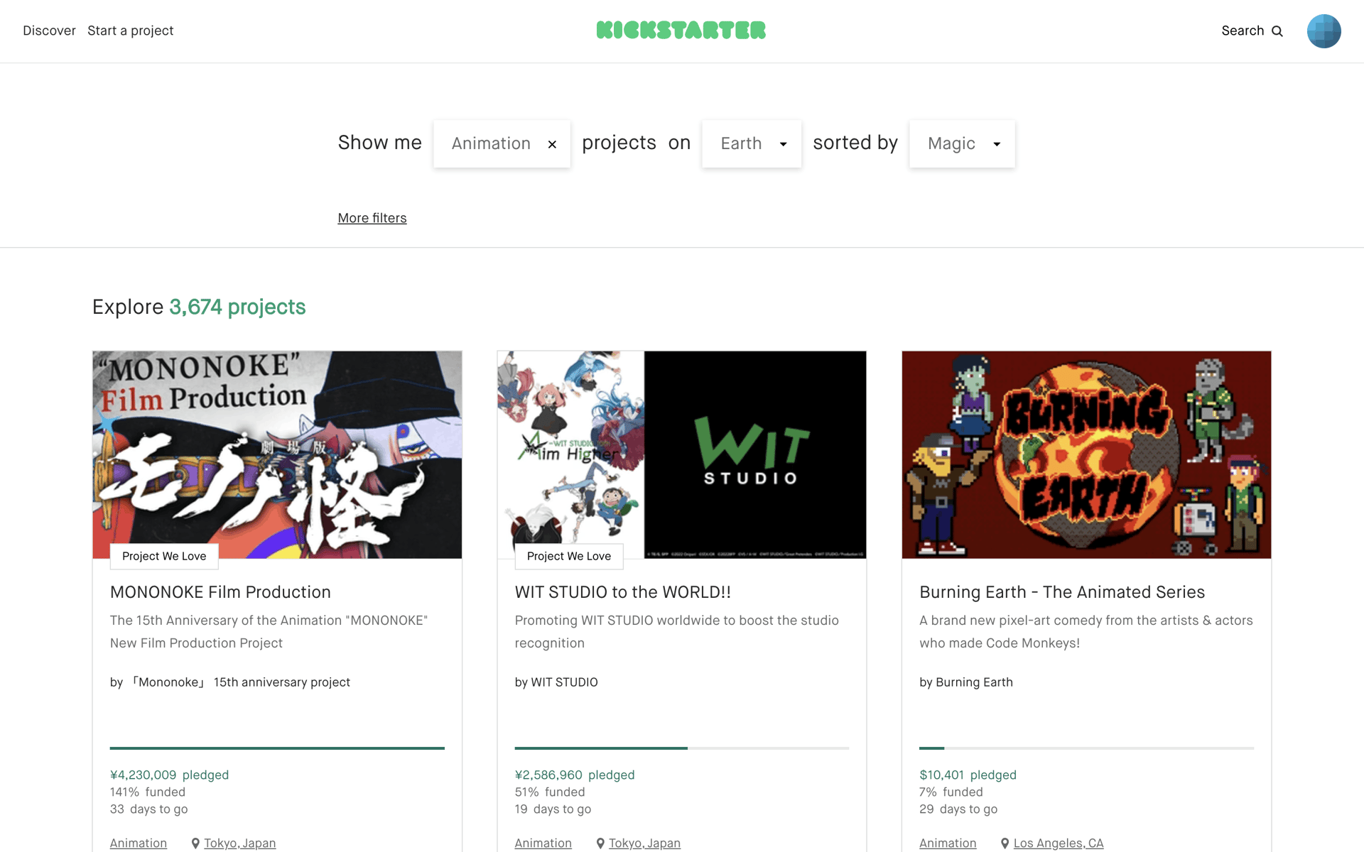 Kickstarter Web Social Networking interface screenshot 4