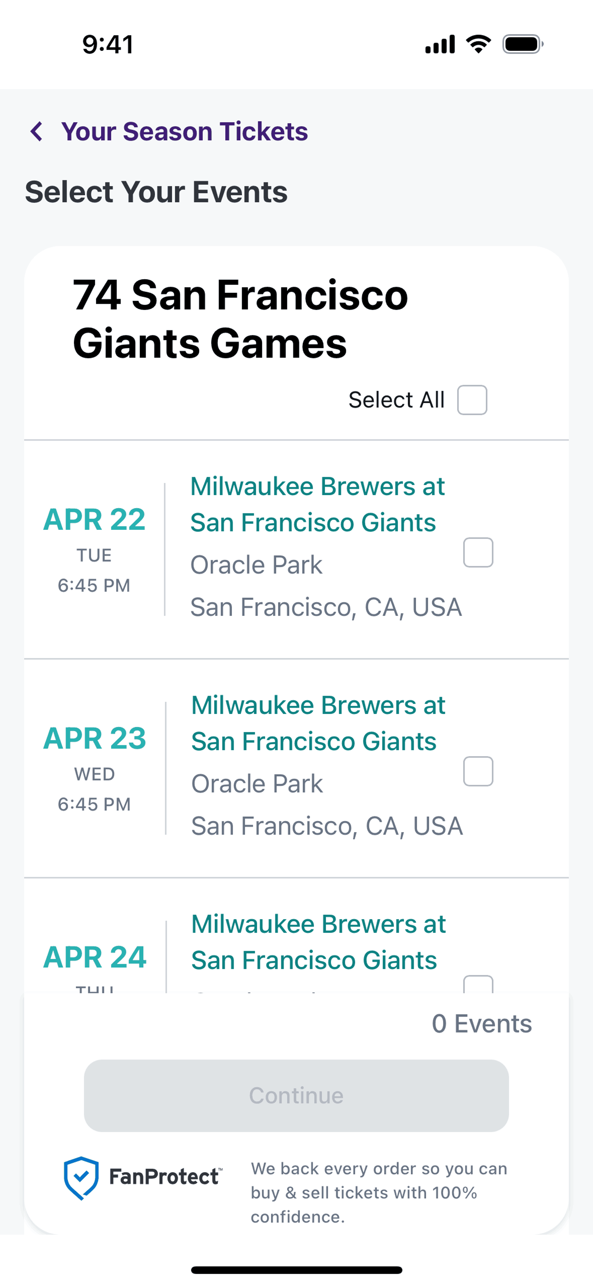 StubHub iOS Entertainment interface screenshot 16