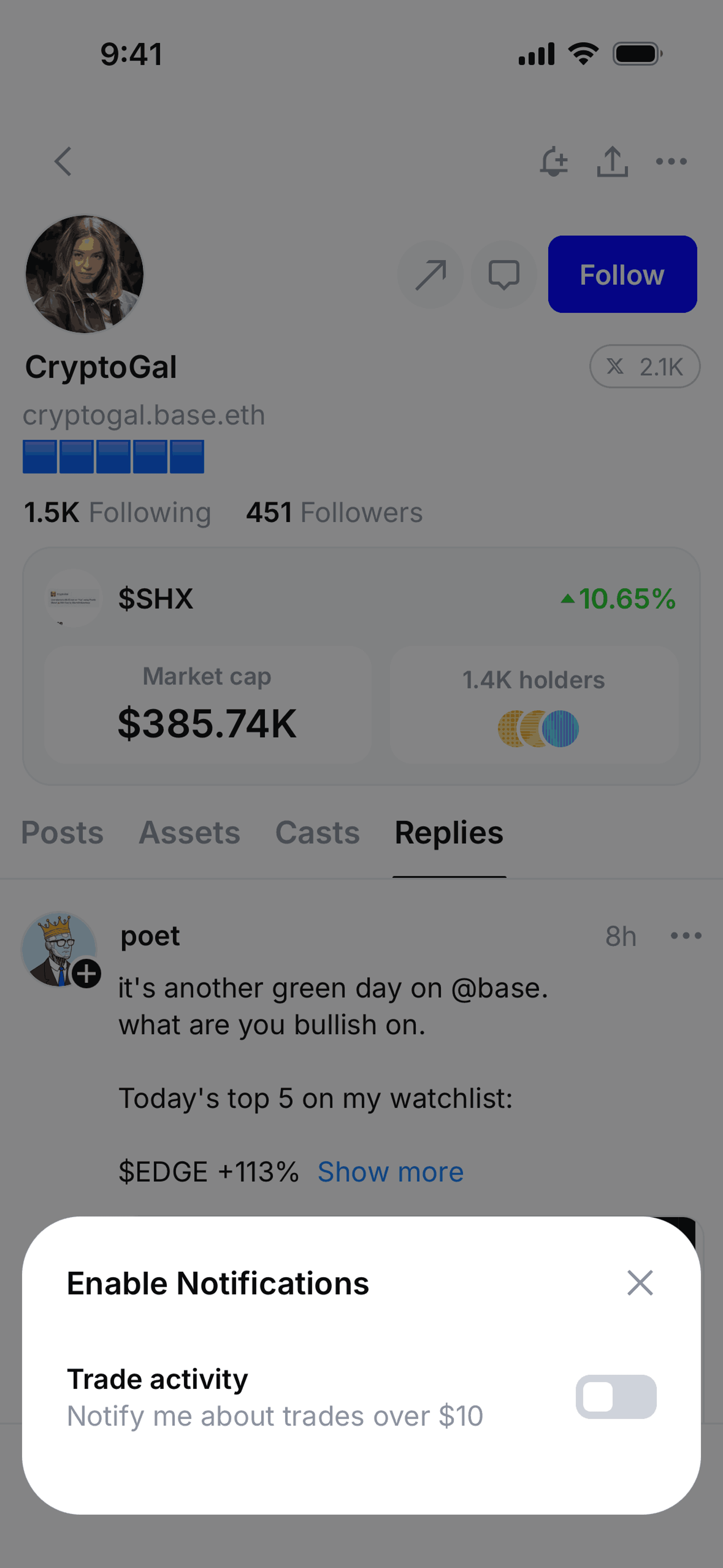 Base iOS trading interface screenshot 18