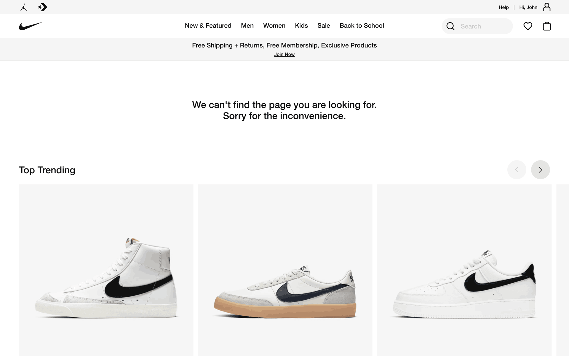 Nike Web Shopping interface screenshot 2