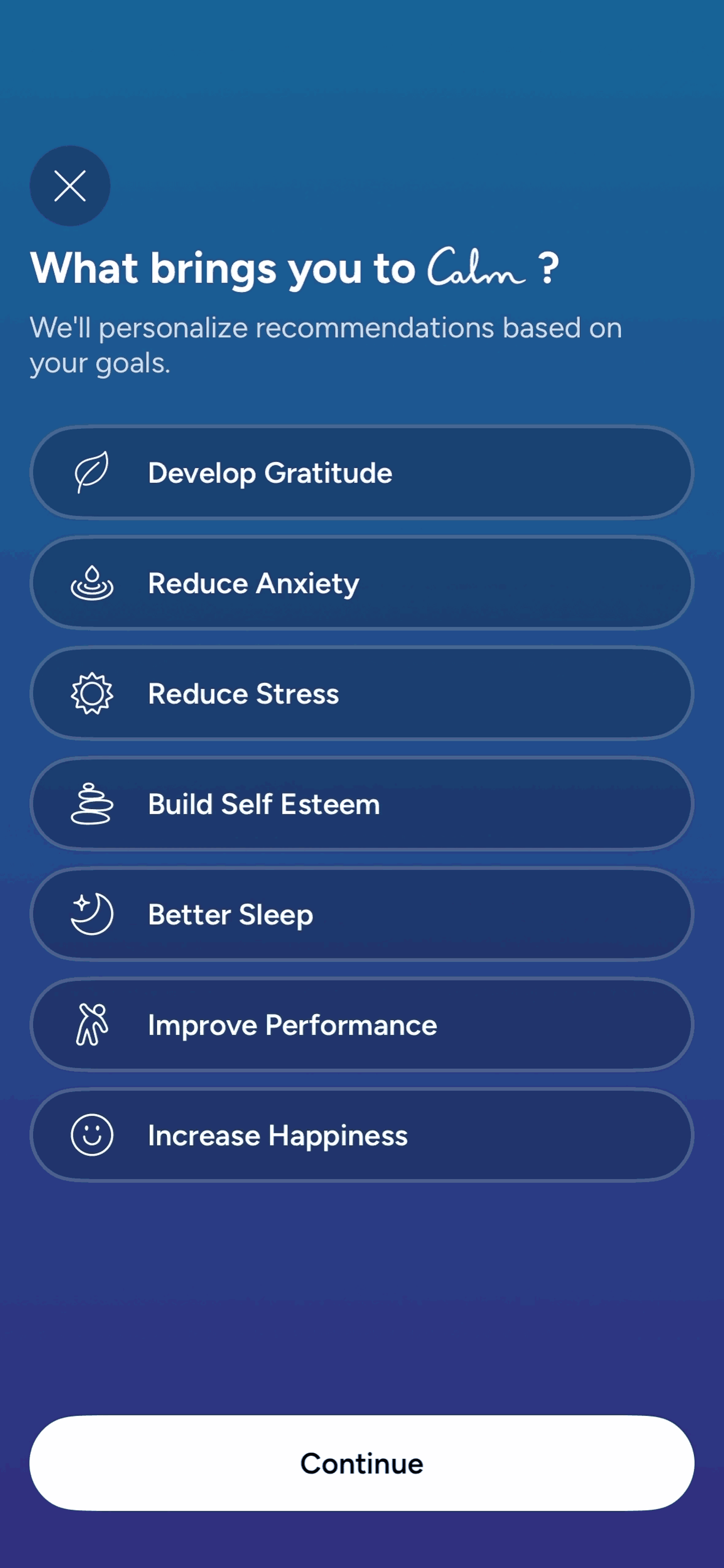 Calm iOS Health & Fitness interface screenshot 6