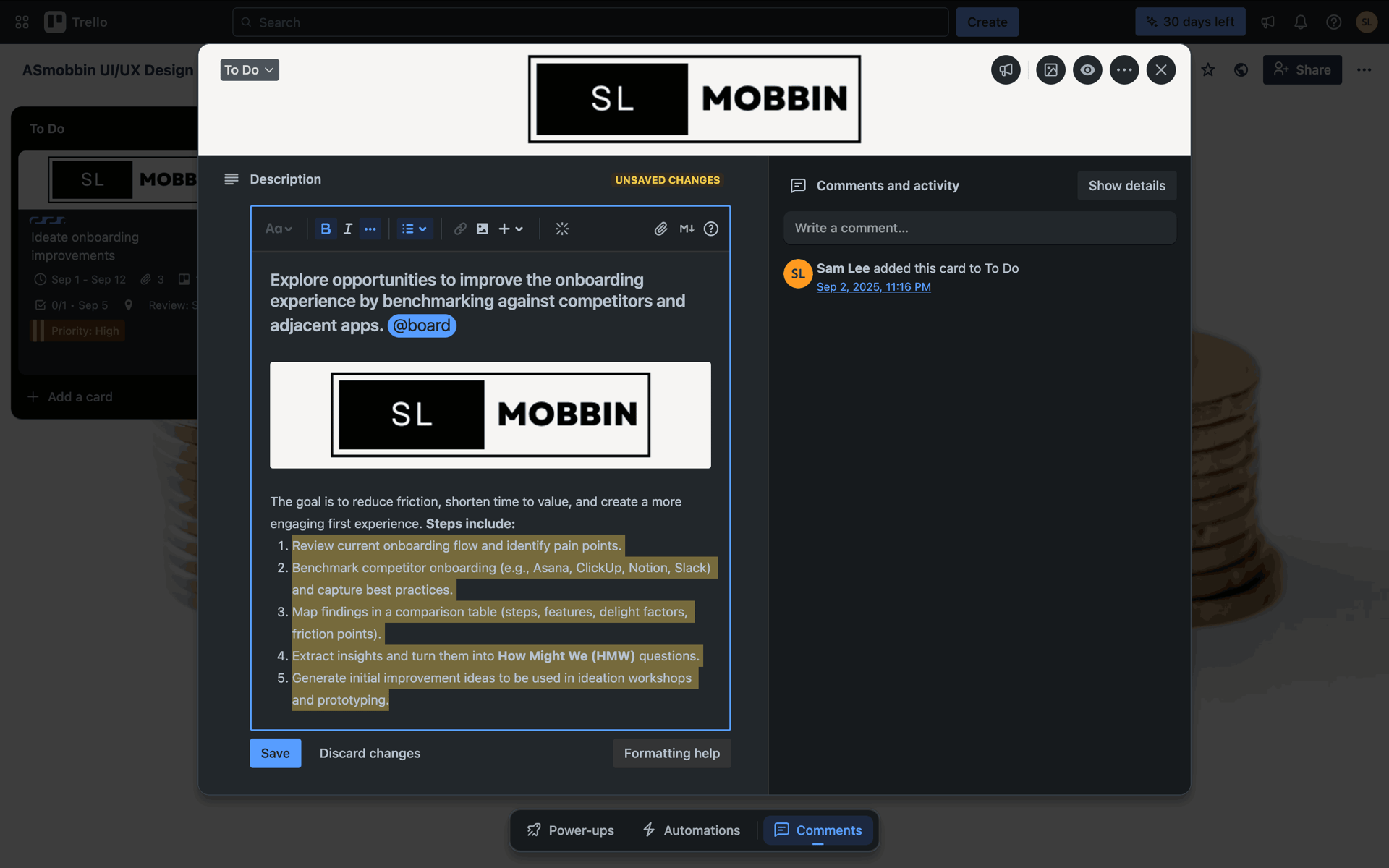Trello Web Business interface screenshot 13